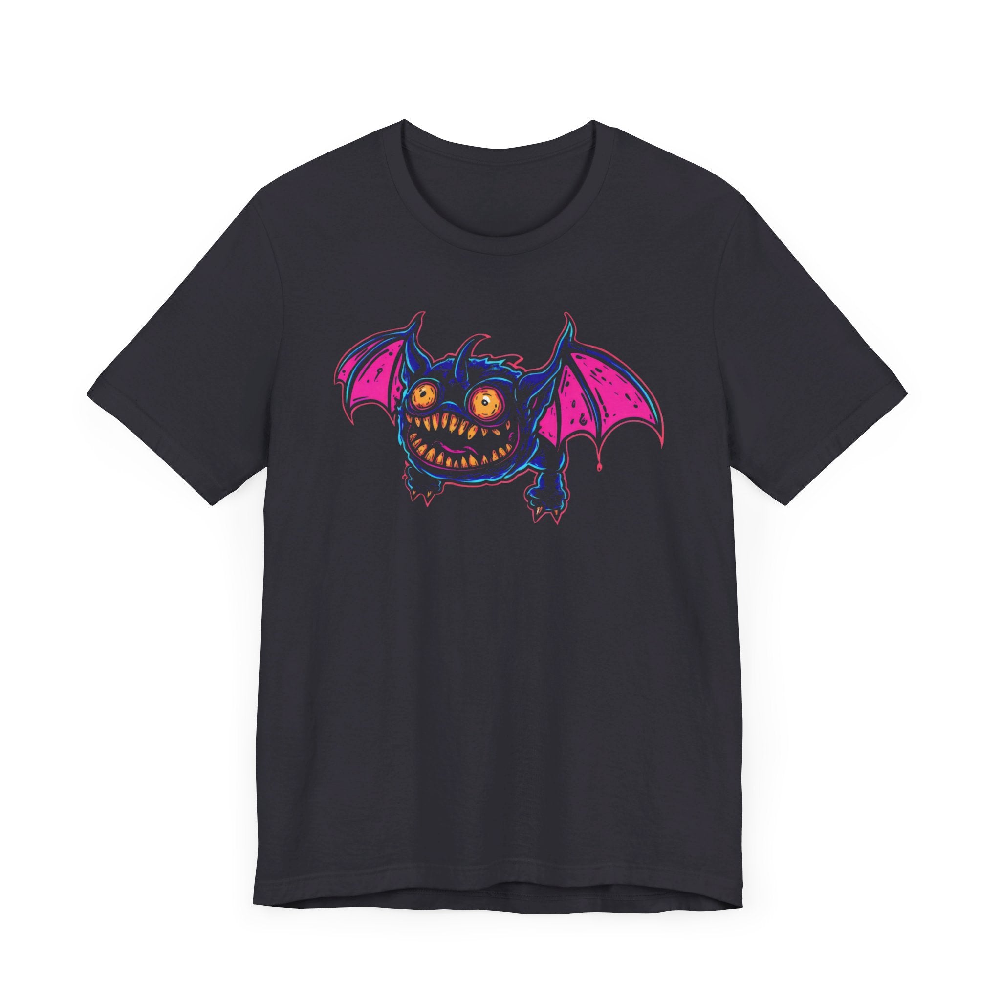 Neon Bat Creature T-Shirt Vibrant Fantasy Monster Graphic Tee