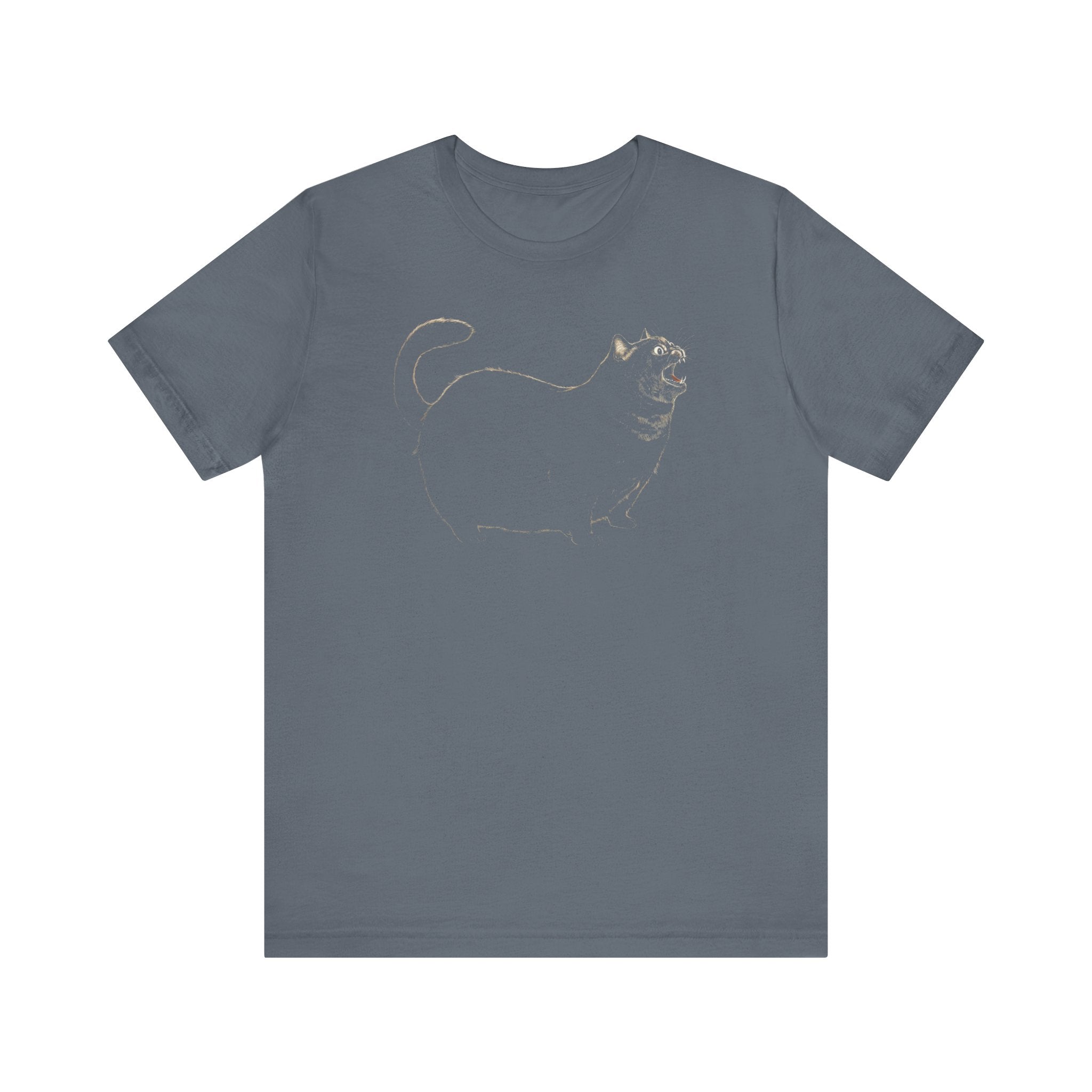 Yowling Chonky Cat Silhouette T-Shirt Funny Cat Lover Tee
