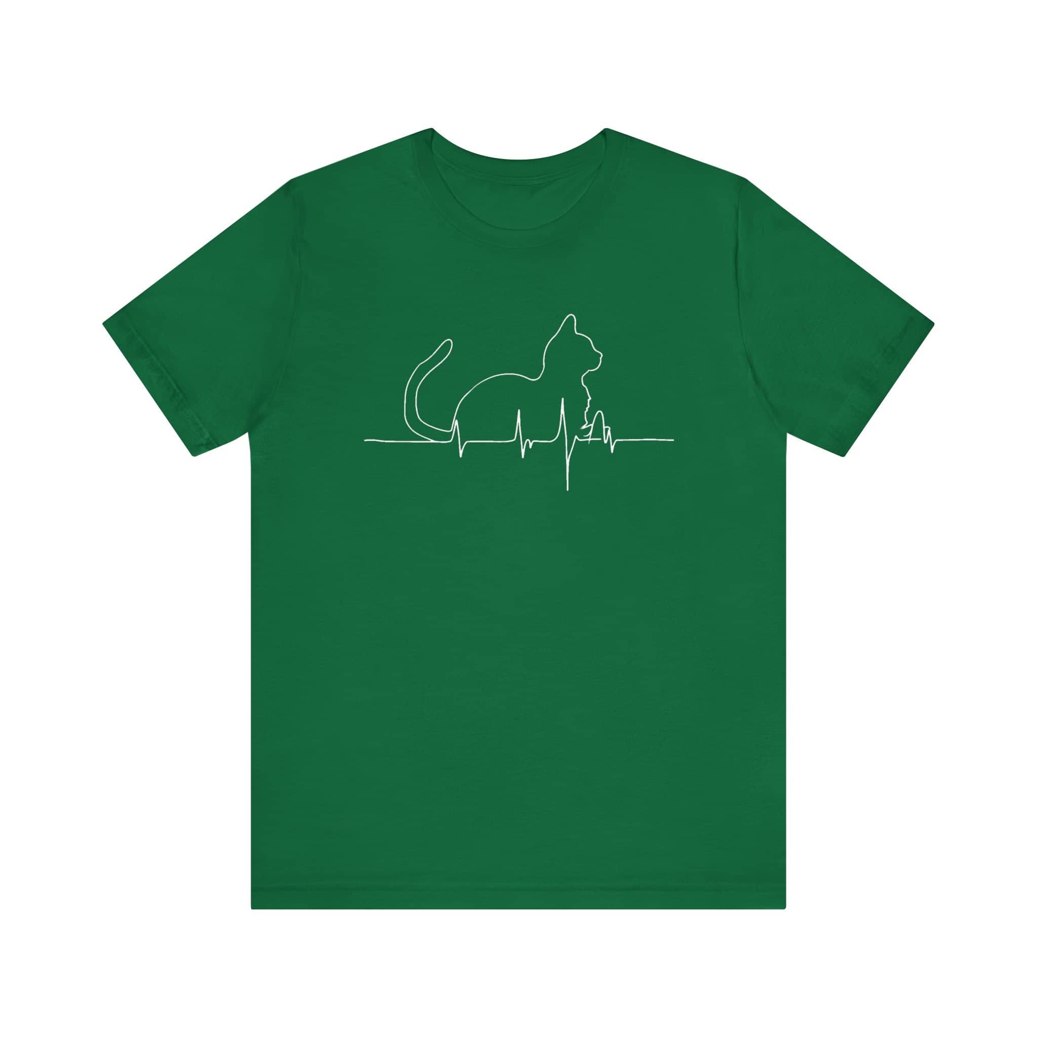 Cat Heartbeat Line Art Shirt Minimalist Cat Lover Gift