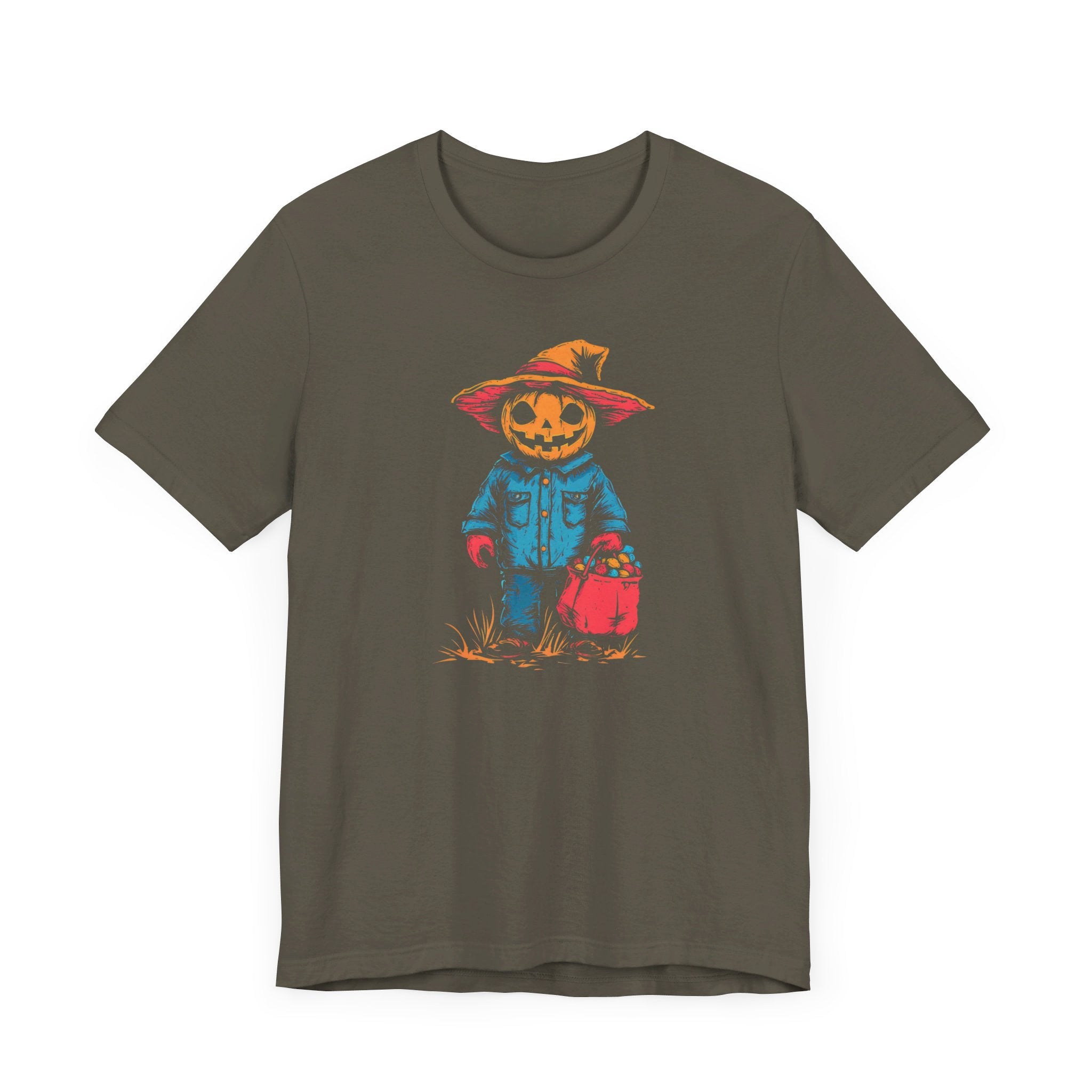 Pumpkin Scarecrow Halloween Graphic Tee – Spooky Trick-or-Treat Shirt