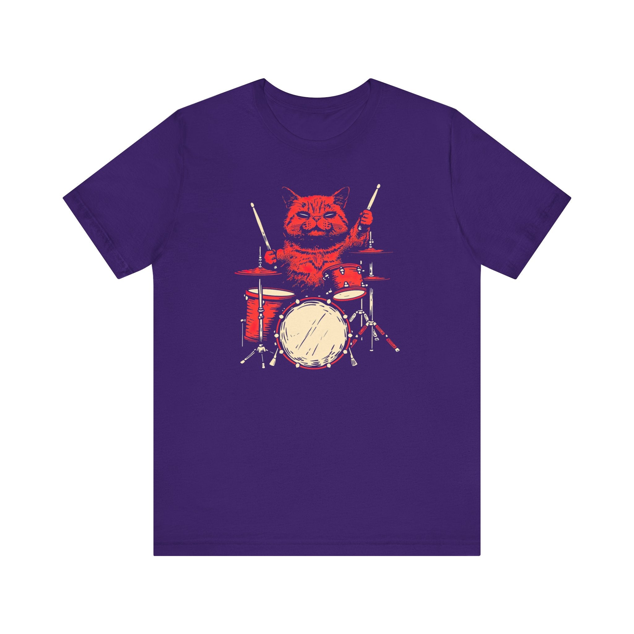 Drumming Cat T-Shirt - Feline Drummer Cool Music Design