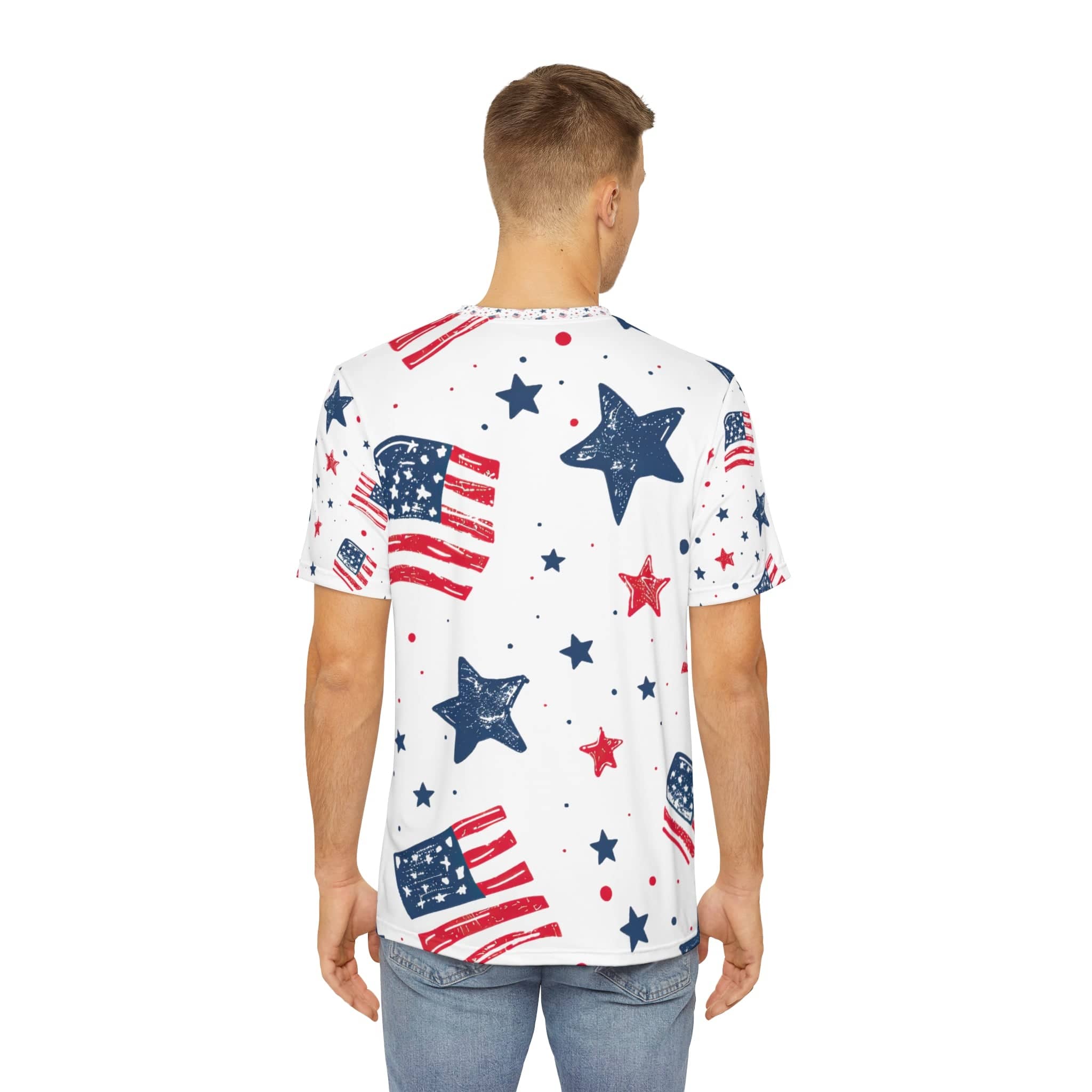 Patriotic Stars and Stripes Men's Tee Men's Polyester Tee (AOP)