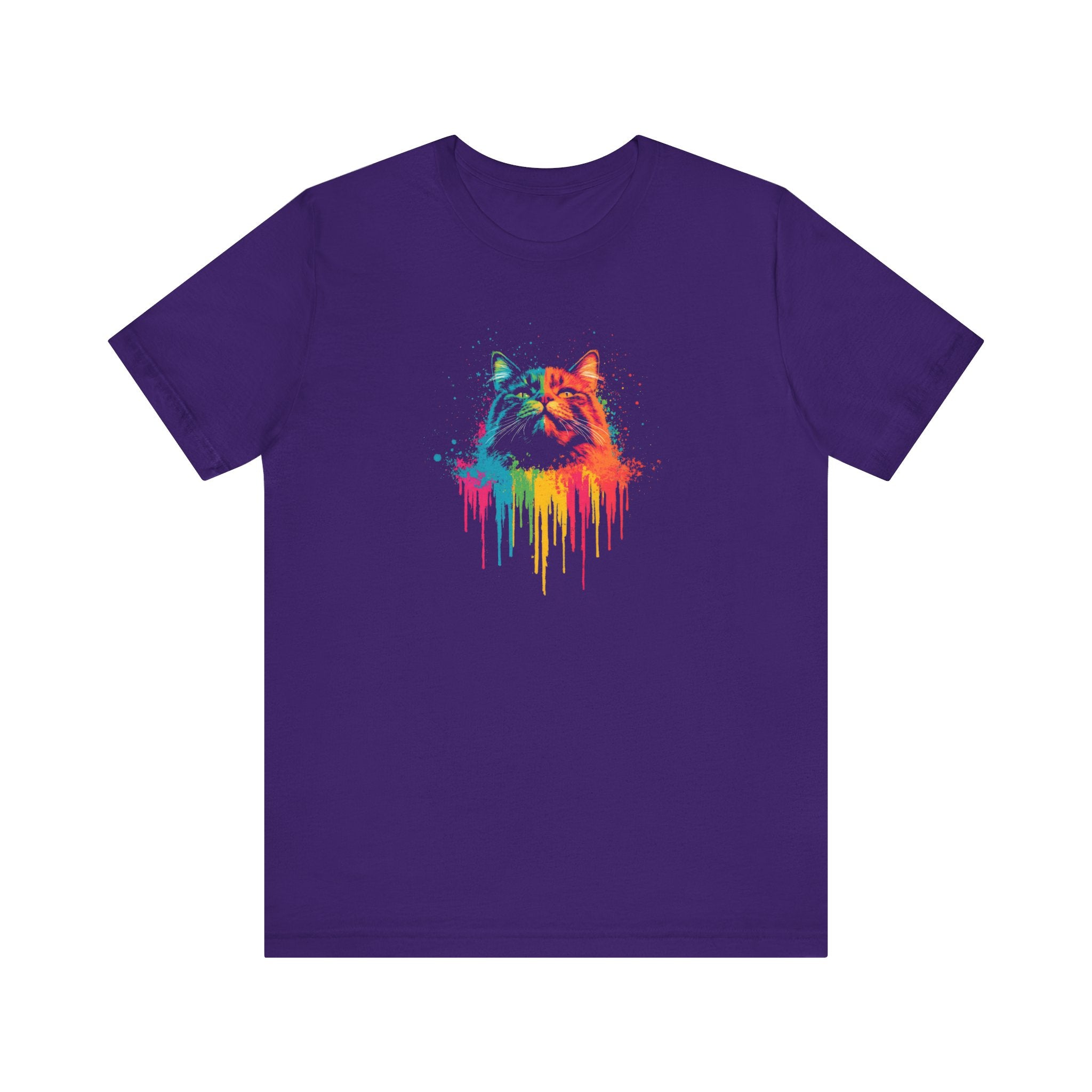 Colorful Dripping Cat T-Shirt - Vibrant Feline Art Tee