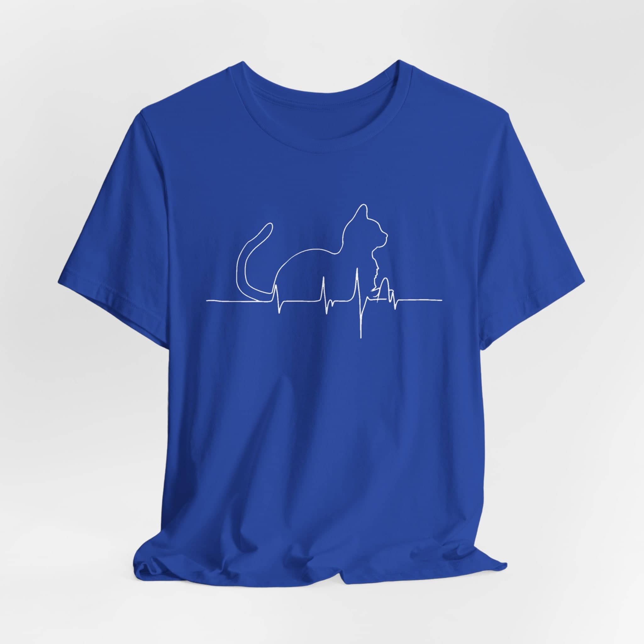 Cat Heartbeat Line Art Shirt Minimalist Cat Lover Gift
