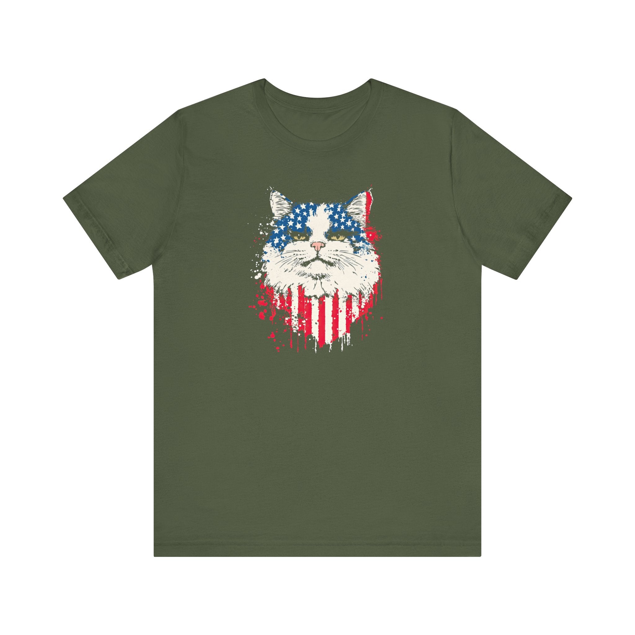 American Flag Cat Face T-Shirt – Patriotic Cat Lover Tee