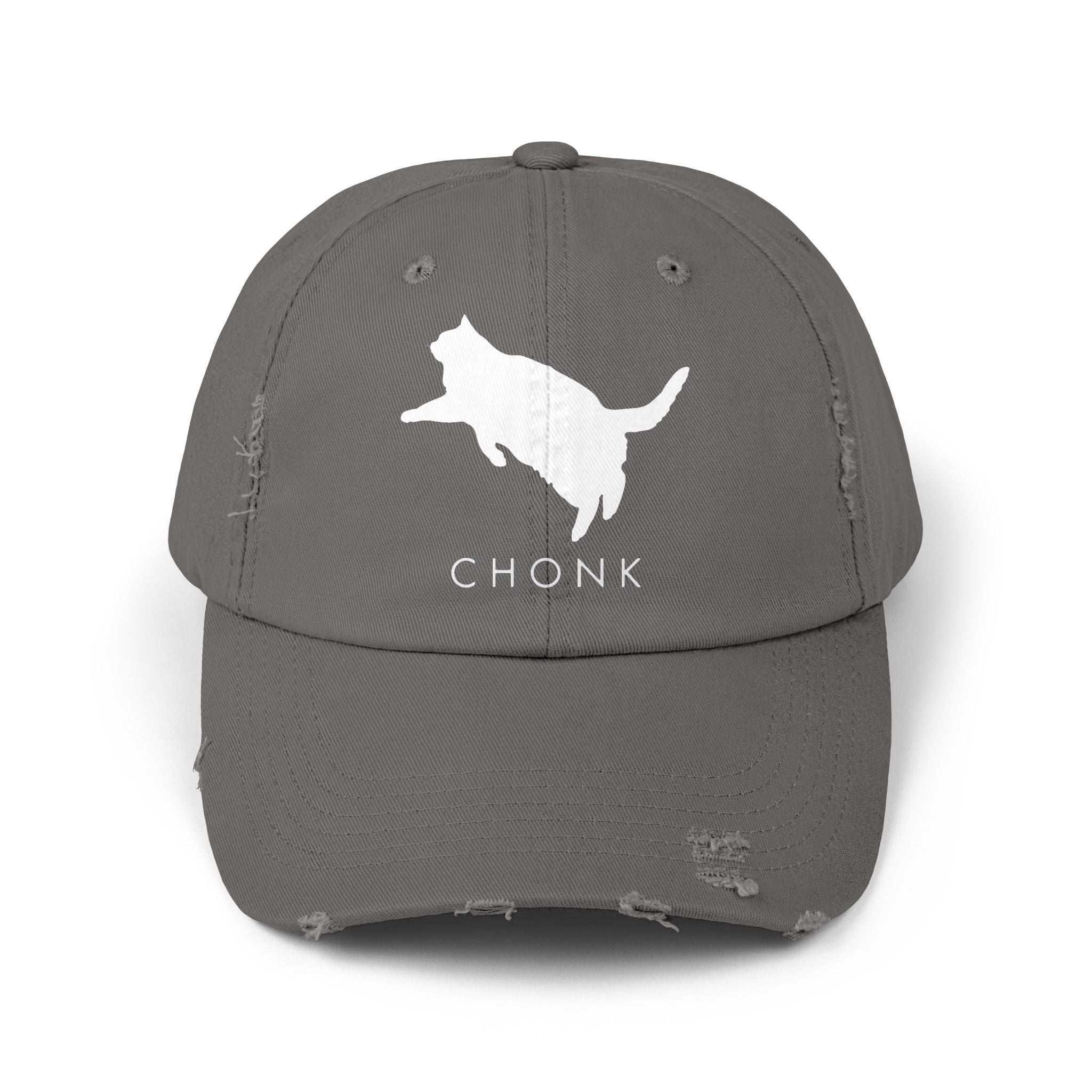 Distressed Cat Lover Cap (White Logo), Funny Pet Hat for Cat Owners, Adjustable Cap for Summer, Gift for Cat Lovers, Cute Chonk Cap
