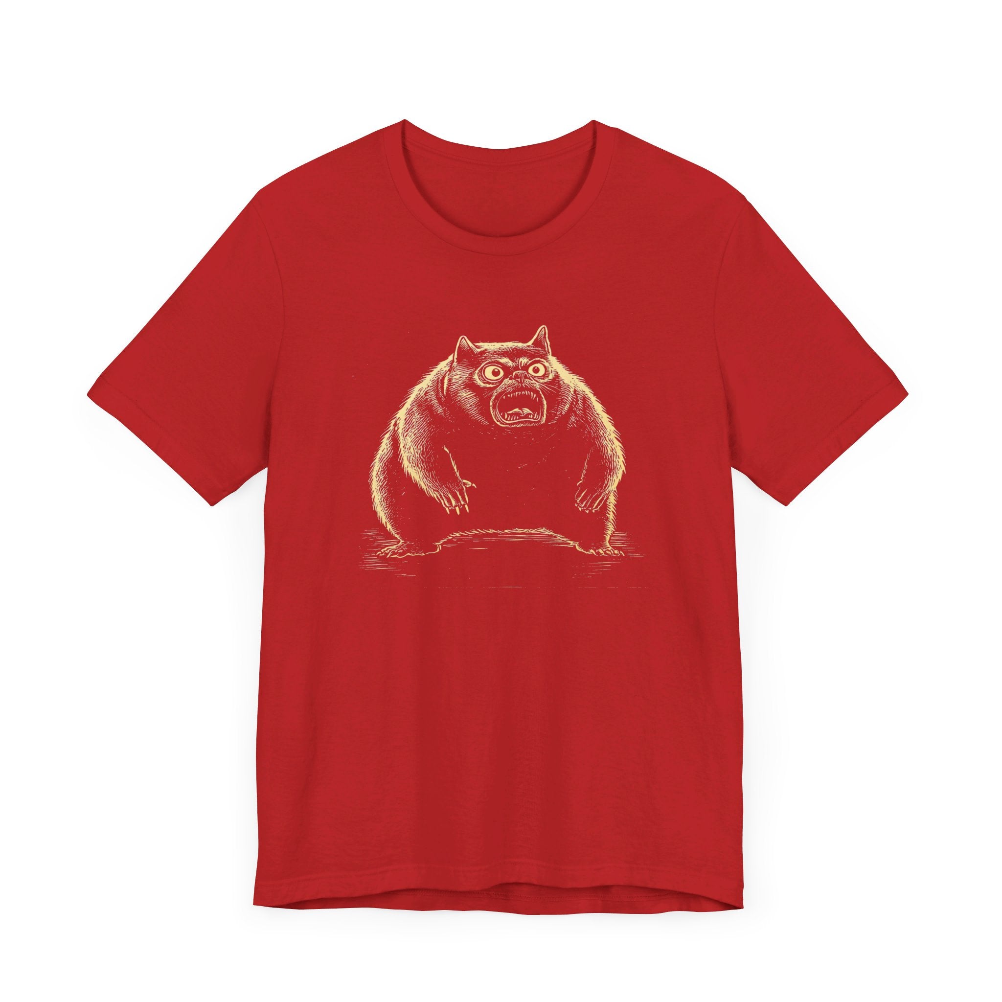 Quirky Angry Cat Illustration T-Shirt – Funny Cat Lover Tee