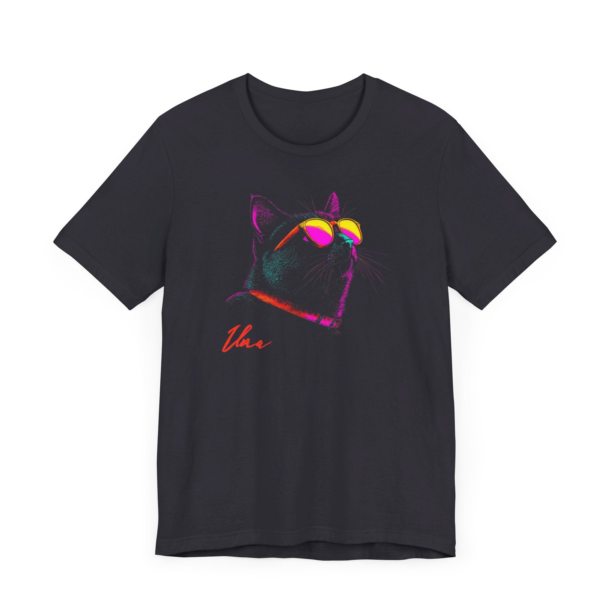 Neon Cool Cat Graphic Tee – Retro Vibes Cat Lover Shirt