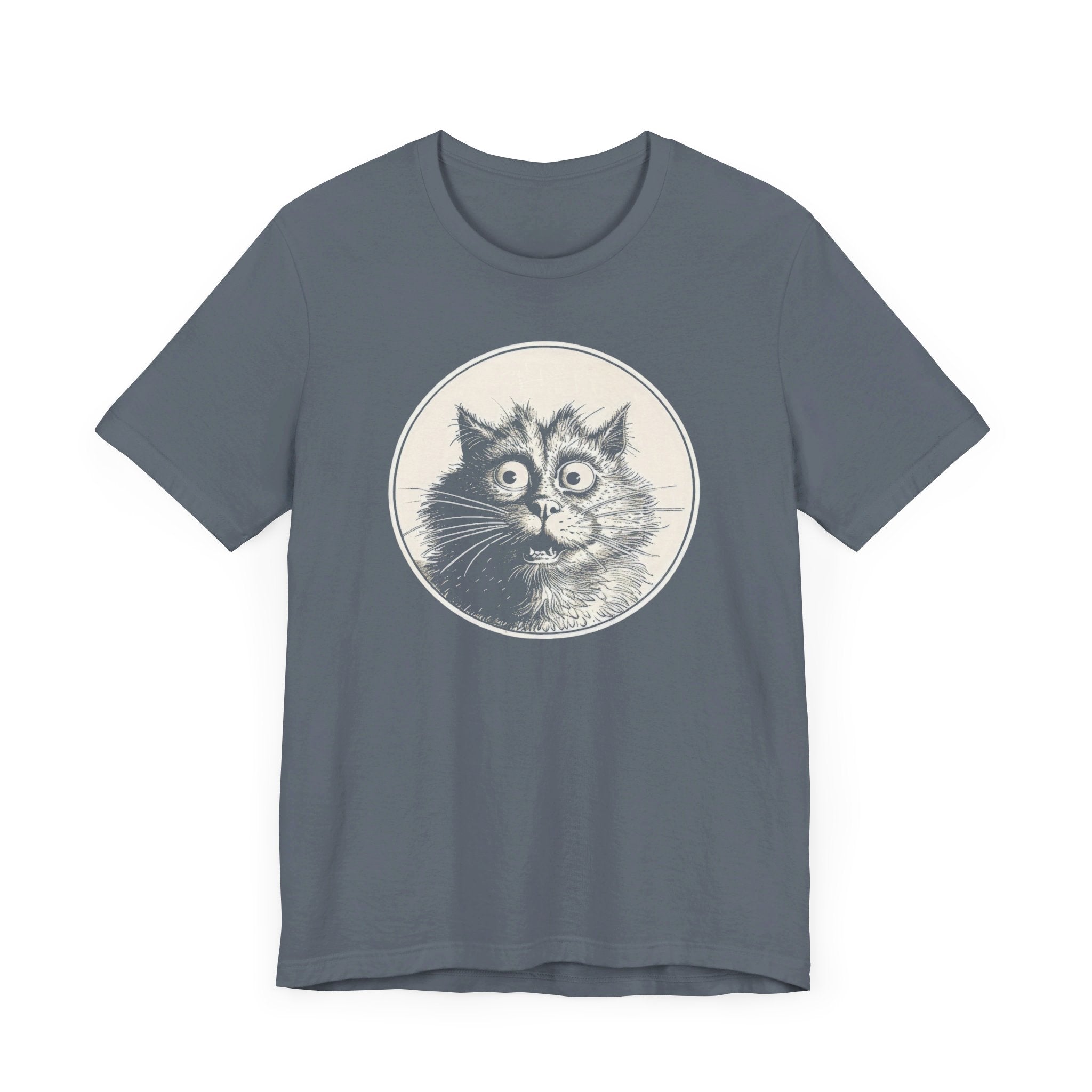 Surprised Cat Graphic Tee – Vintage Style Cat Lover Shirt