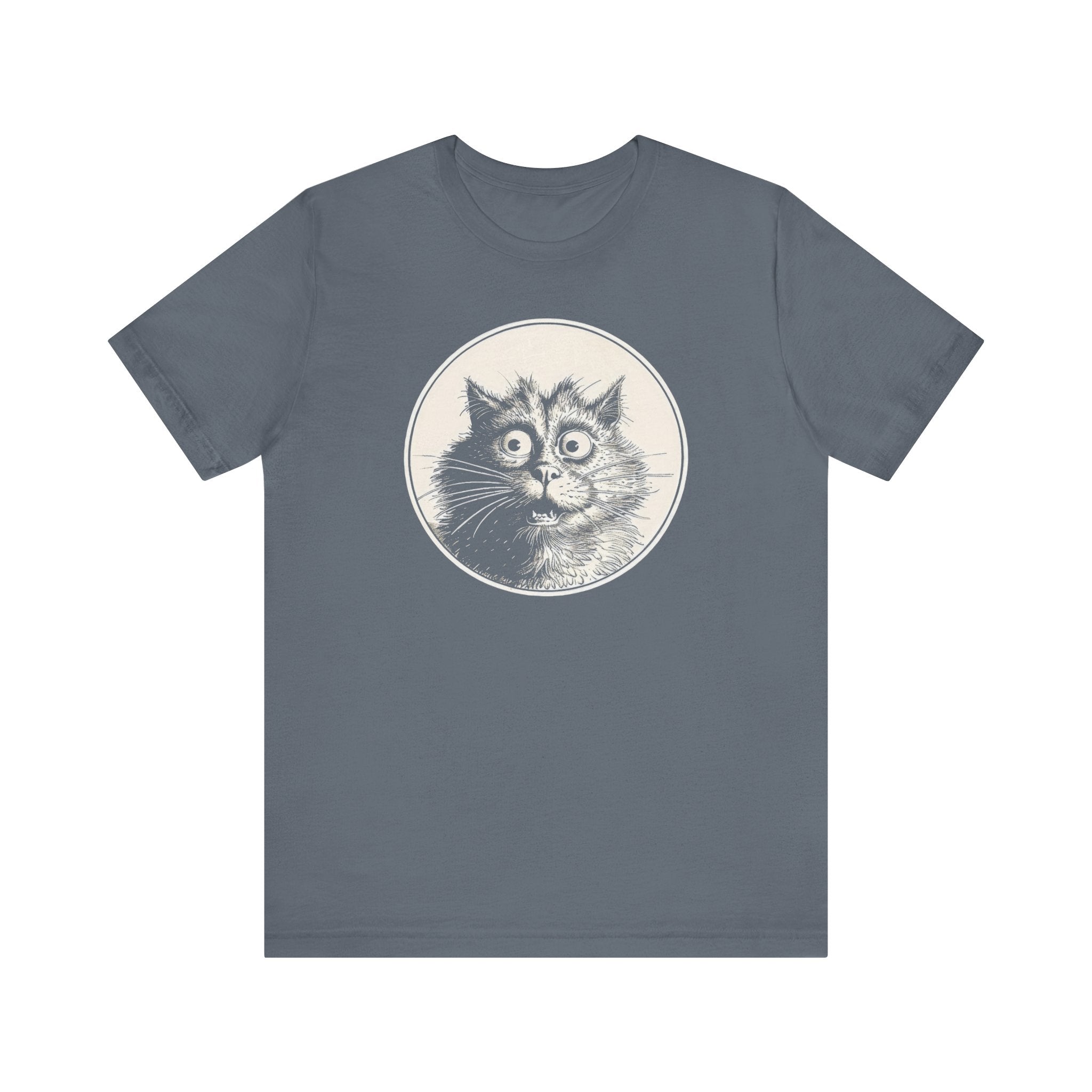 Surprised Cat Graphic Tee – Vintage Style Cat Lover Shirt