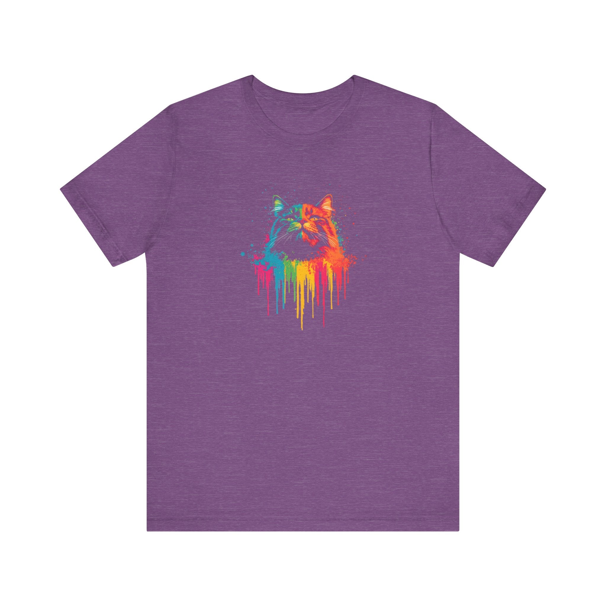 Colorful Dripping Cat T-Shirt - Vibrant Feline Art Tee