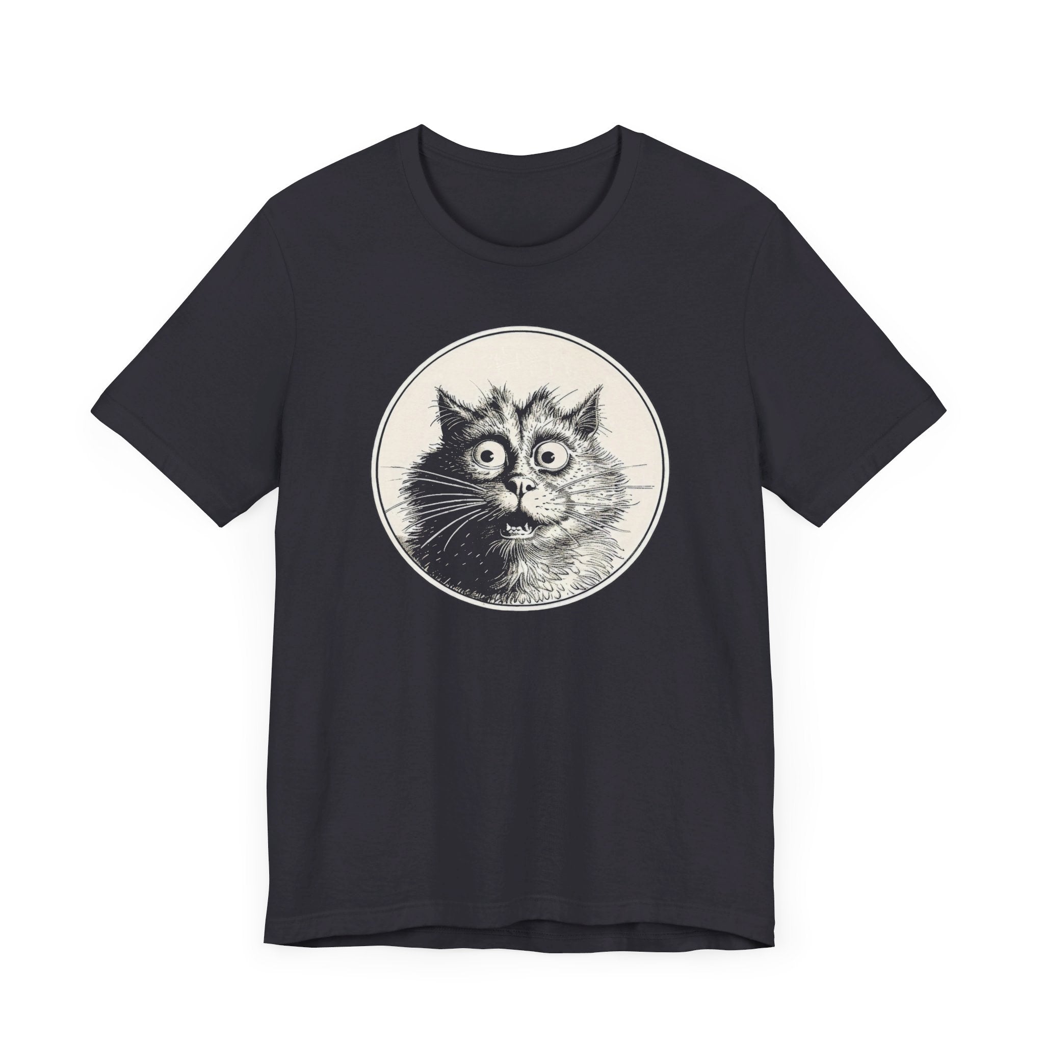 Surprised Cat Graphic Tee – Vintage Style Cat Lover Shirt
