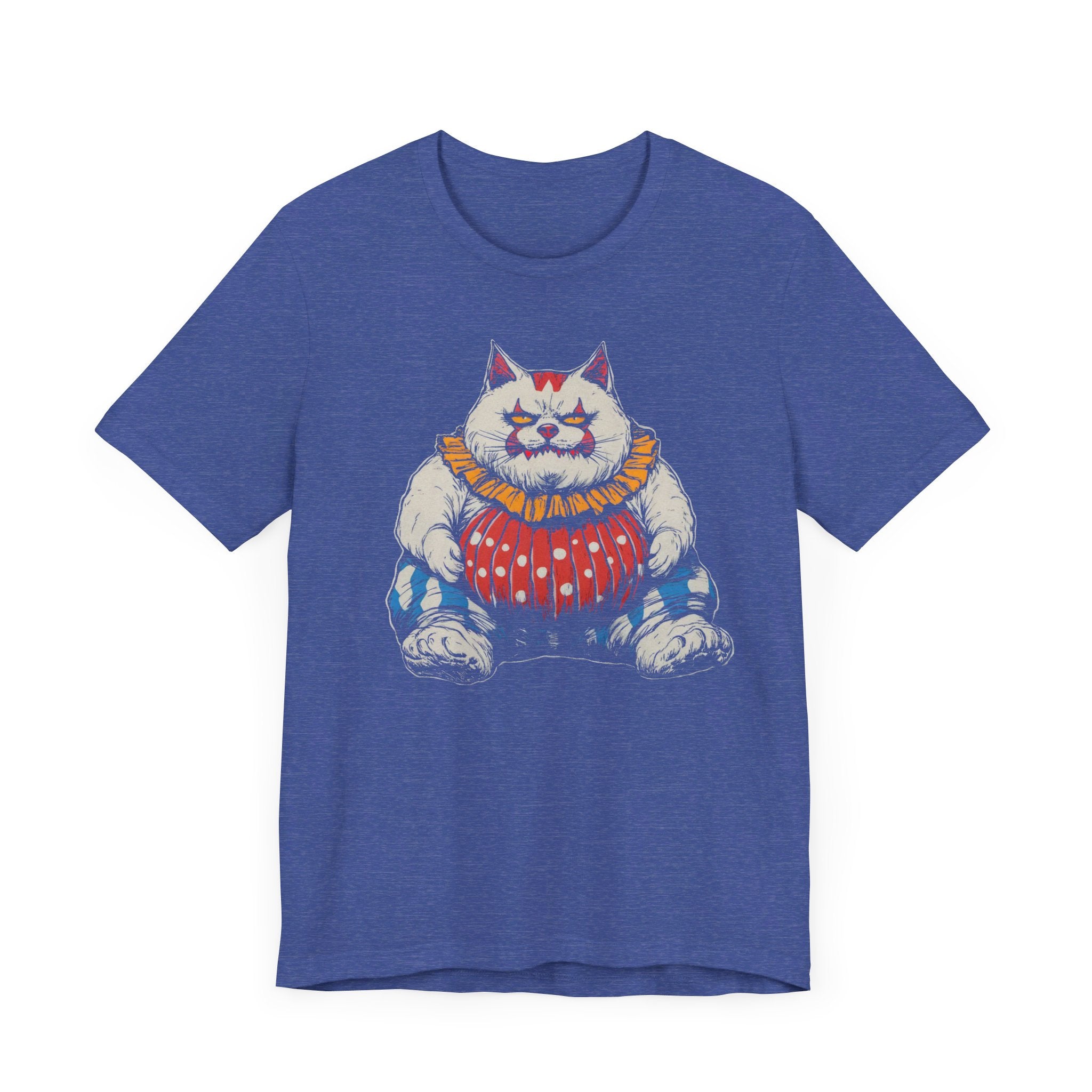 Clown Cat T-Shirt - Playful White Cat in Colorful Costume