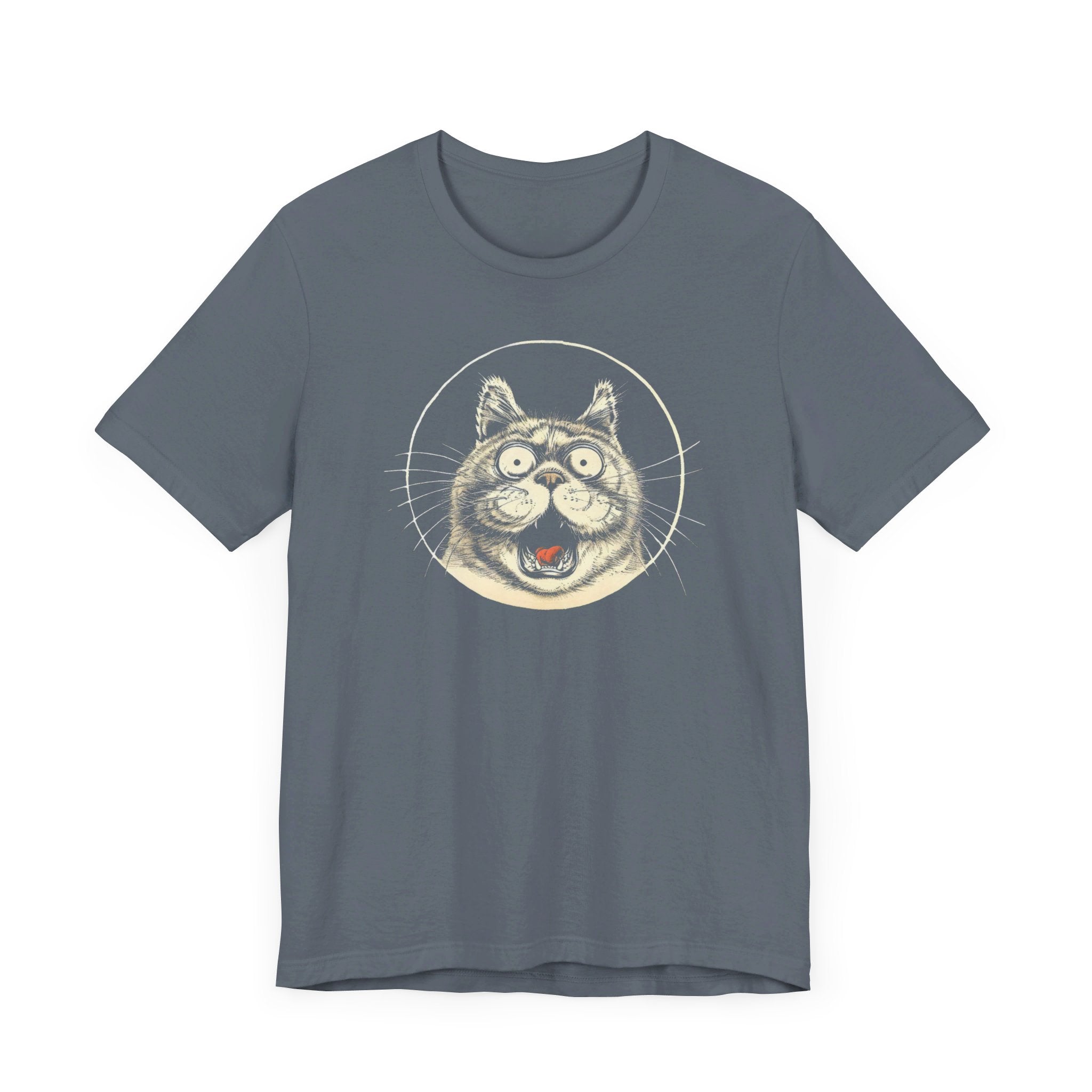 Excited Cat Graphic Tee – Vintage Style Cat Lover Shirt