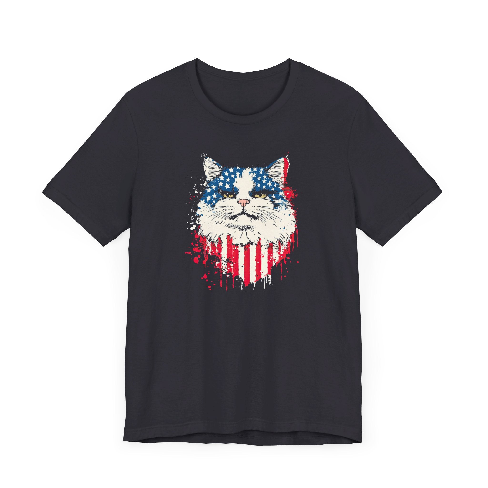 American Flag Cat Face T-Shirt – Patriotic Cat Lover Tee