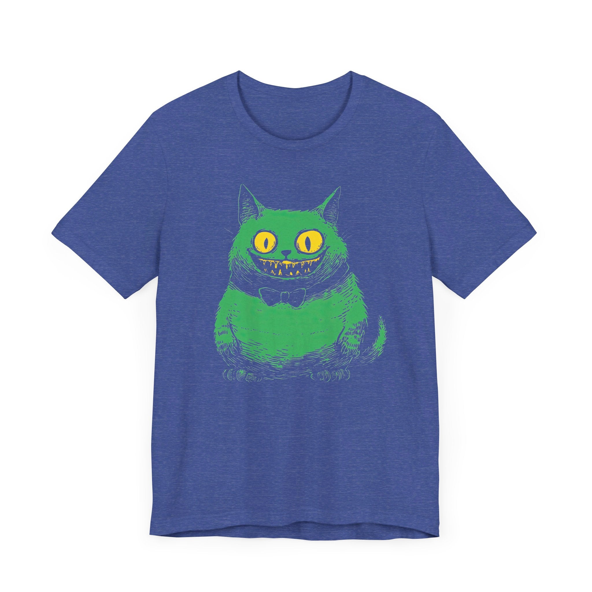 Cheshire Cat T-Shirt - Creepy Green Grinning Cat Design