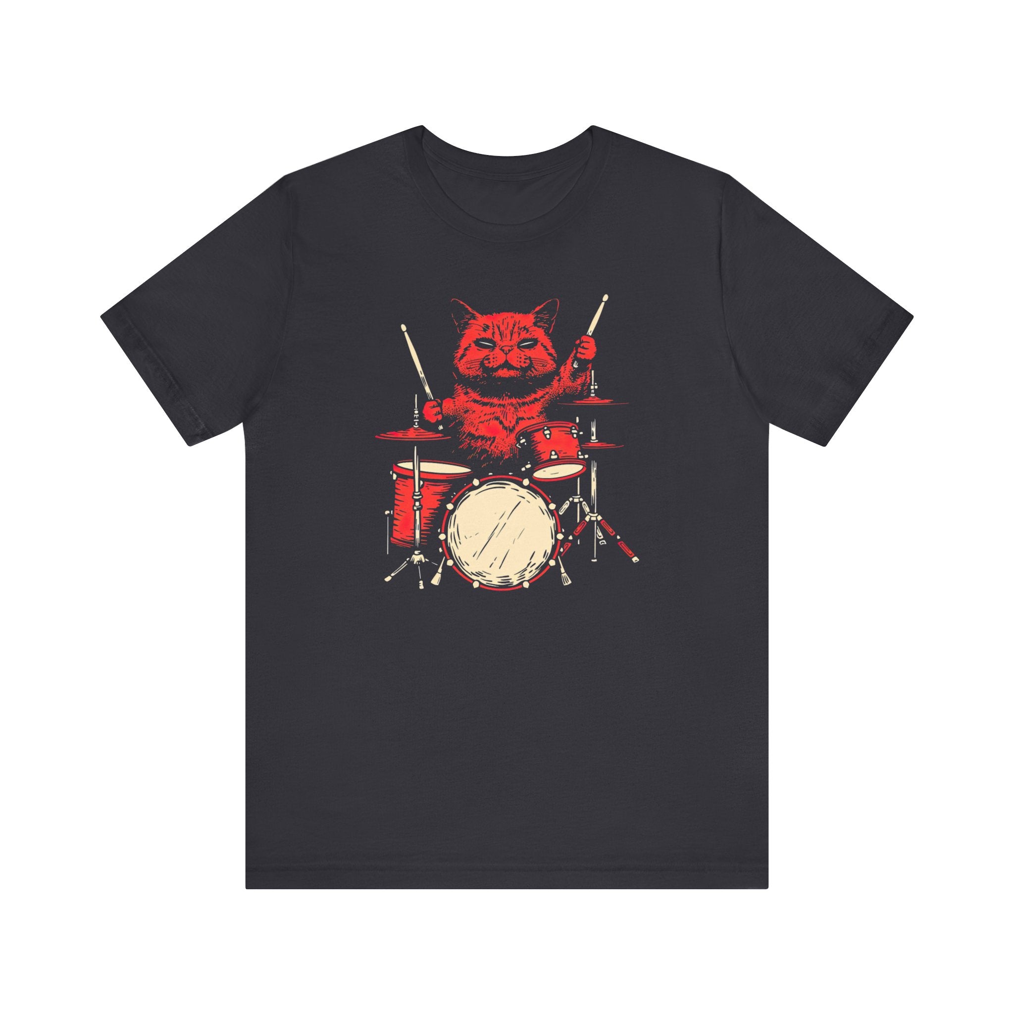 Drumming Cat T-Shirt - Feline Drummer Cool Music Design