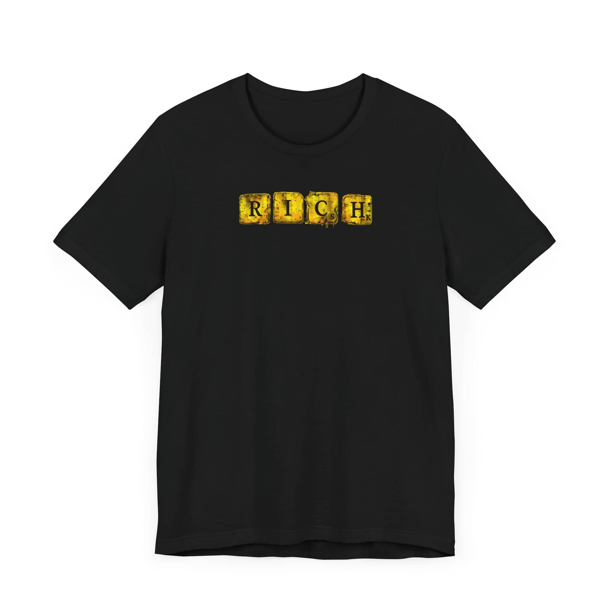 Rich Scrabble Tiles Black T-Shirt