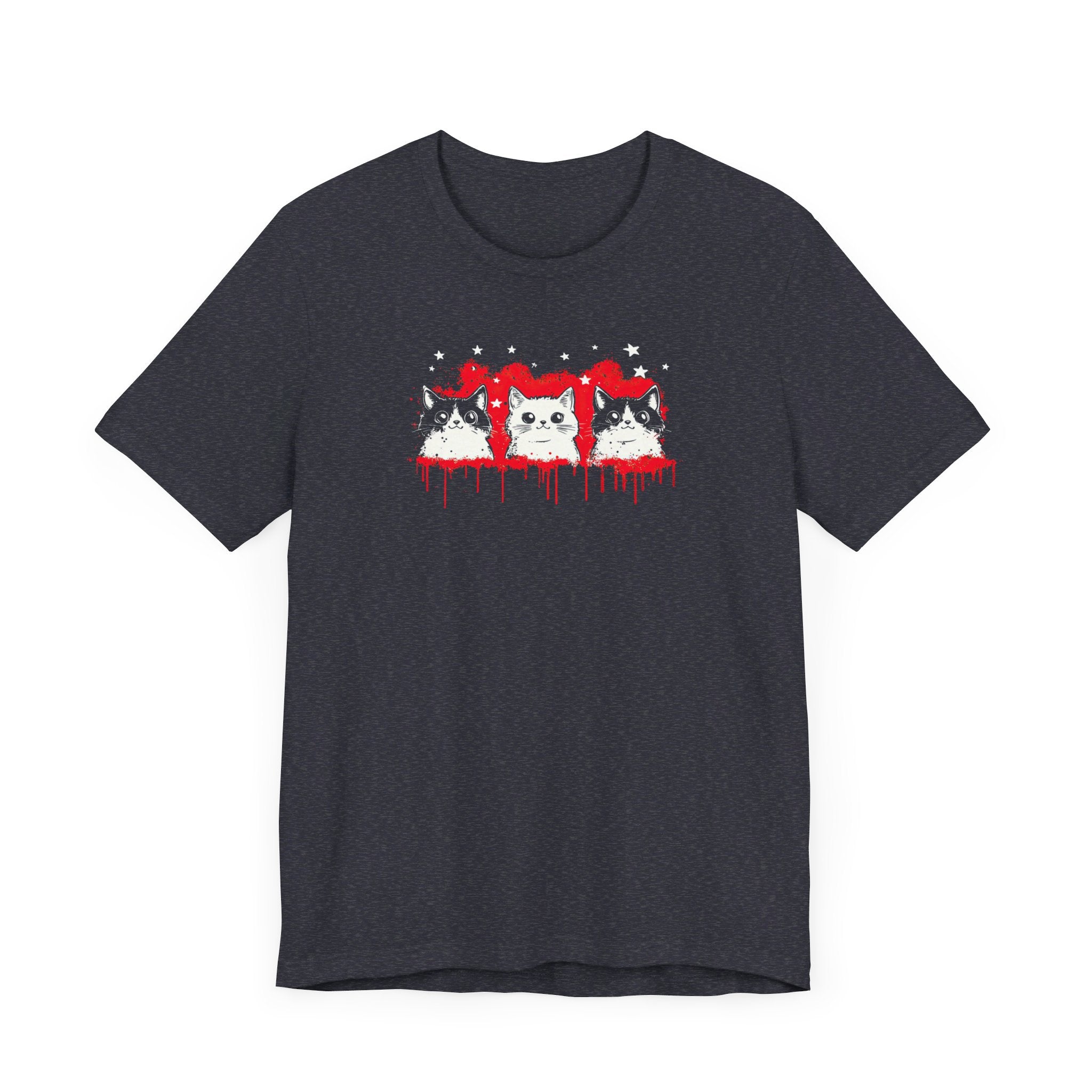 Triple Cat Drip Graphic Tee – Cool Cats in Stars and Stripes Shirt
