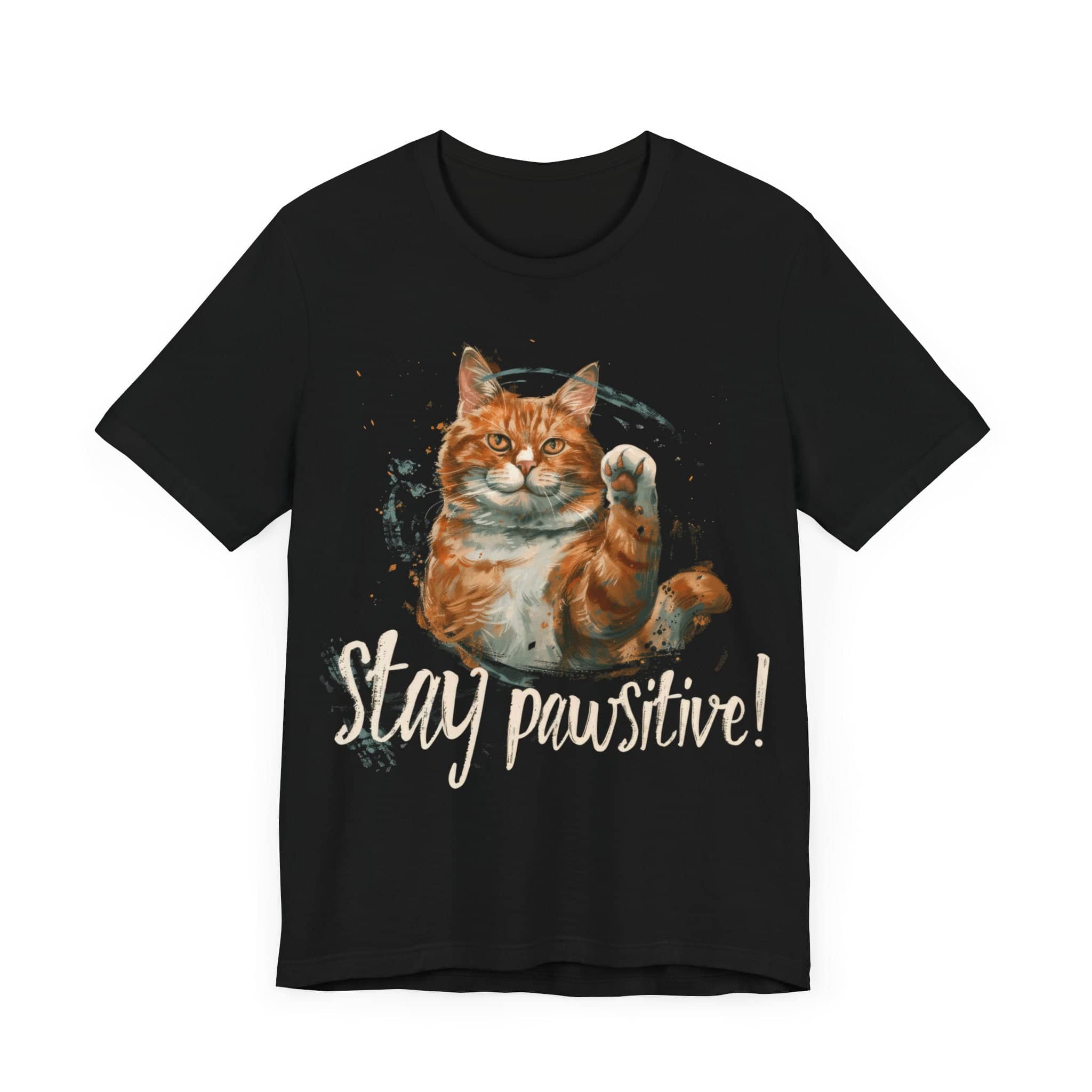 Stay Pawsitive Cat T-Shirt Inspirational Cat Lover Tee