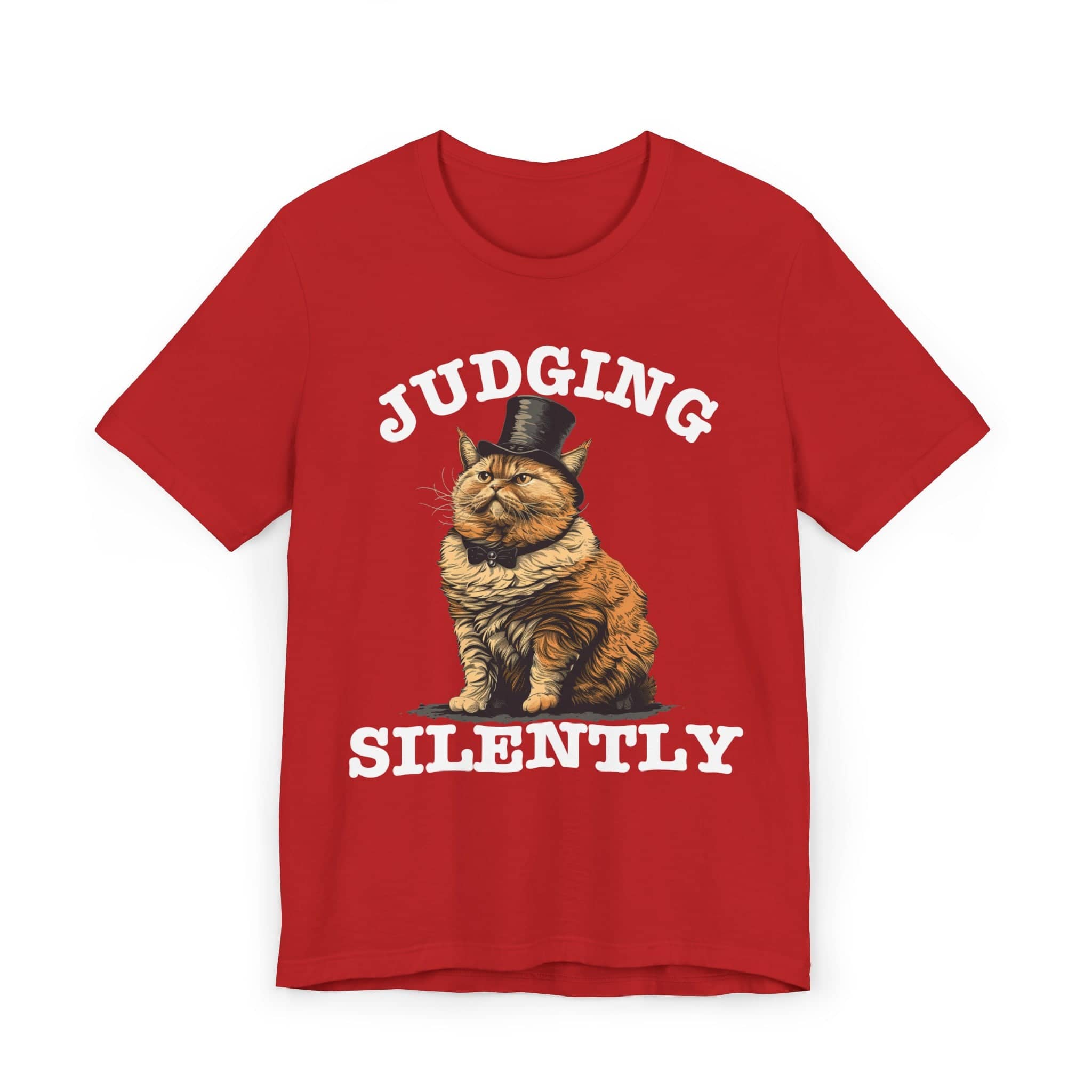 Judging Silently Cat T-Shirt, Whimsical Top Hat Cat Graphic Tee, Humorous Cat Lover Shirt, Unique Gift for Cat Enthusiasts