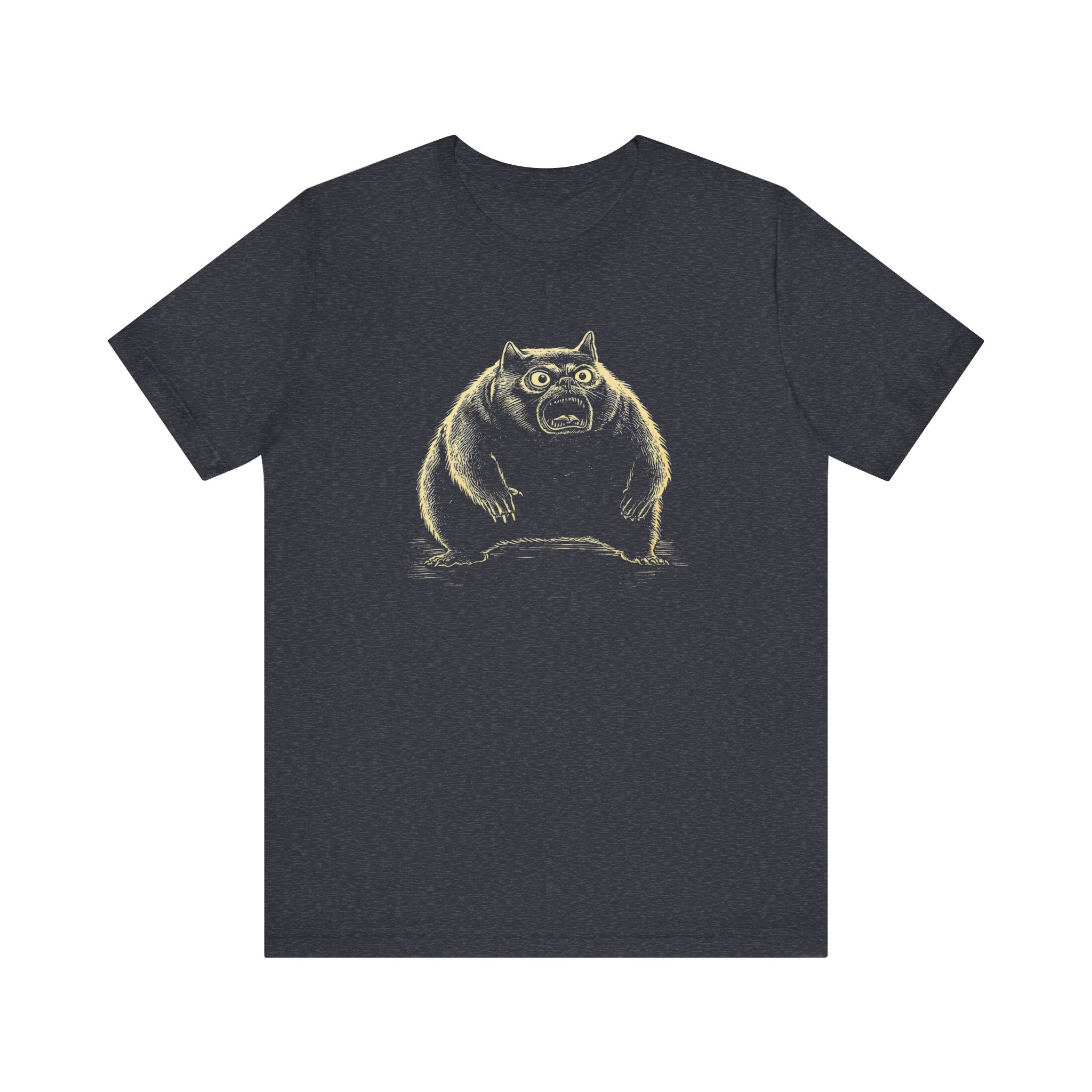 Quirky Angry Cat Illustration T-Shirt – Funny Cat Lover Tee