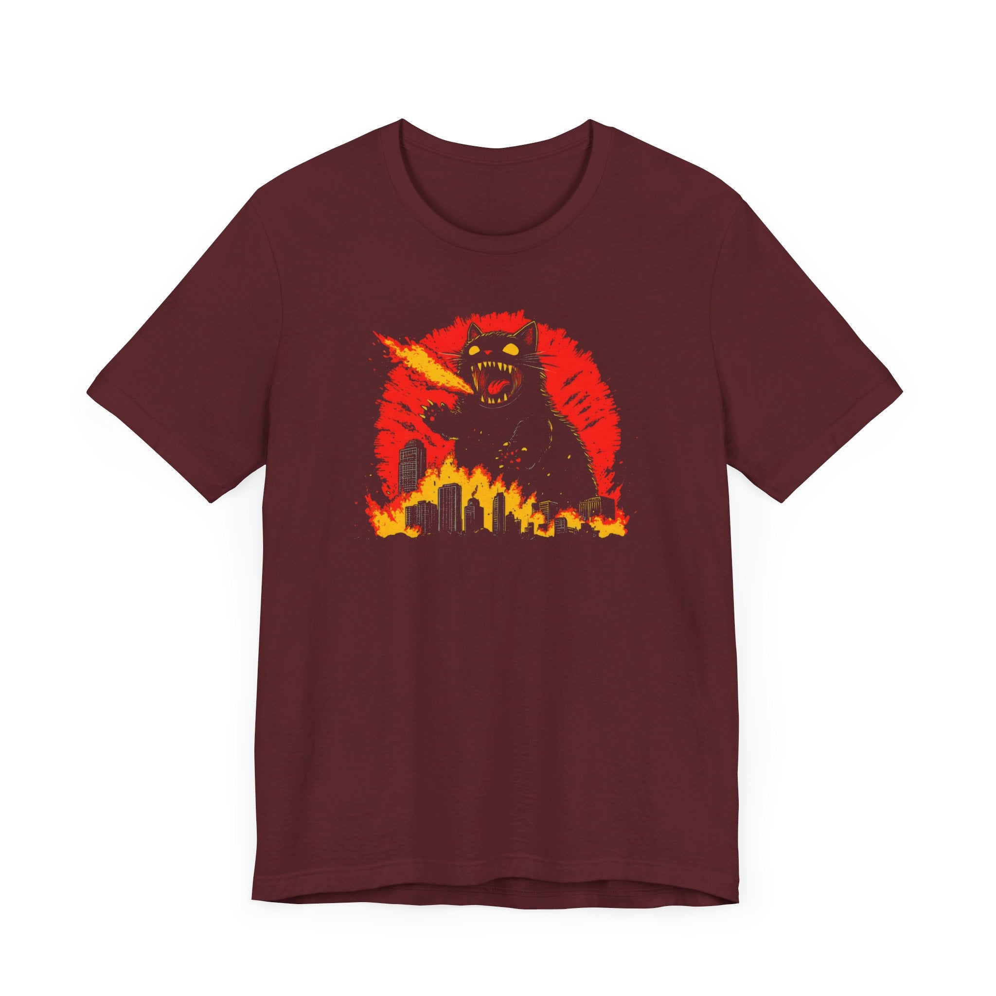 Catzilla Firestorm T-Shirt Fierce Cat Flame Attack Design