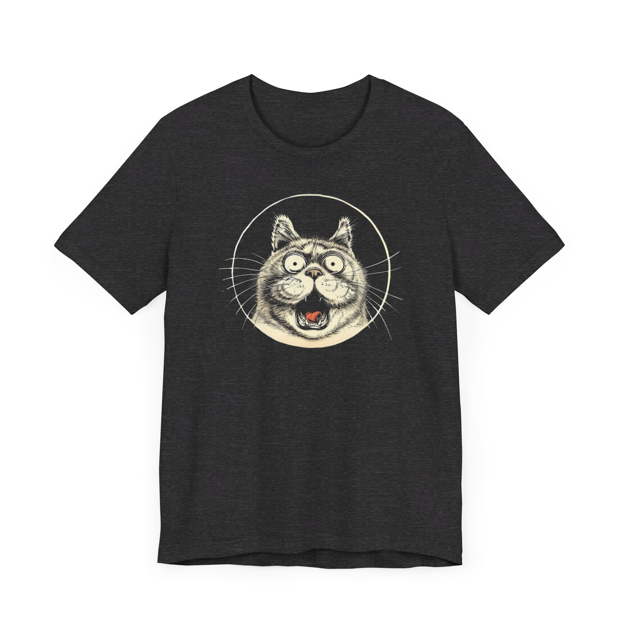 Excited Cat Graphic Tee – Vintage Style Cat Lover Shirt