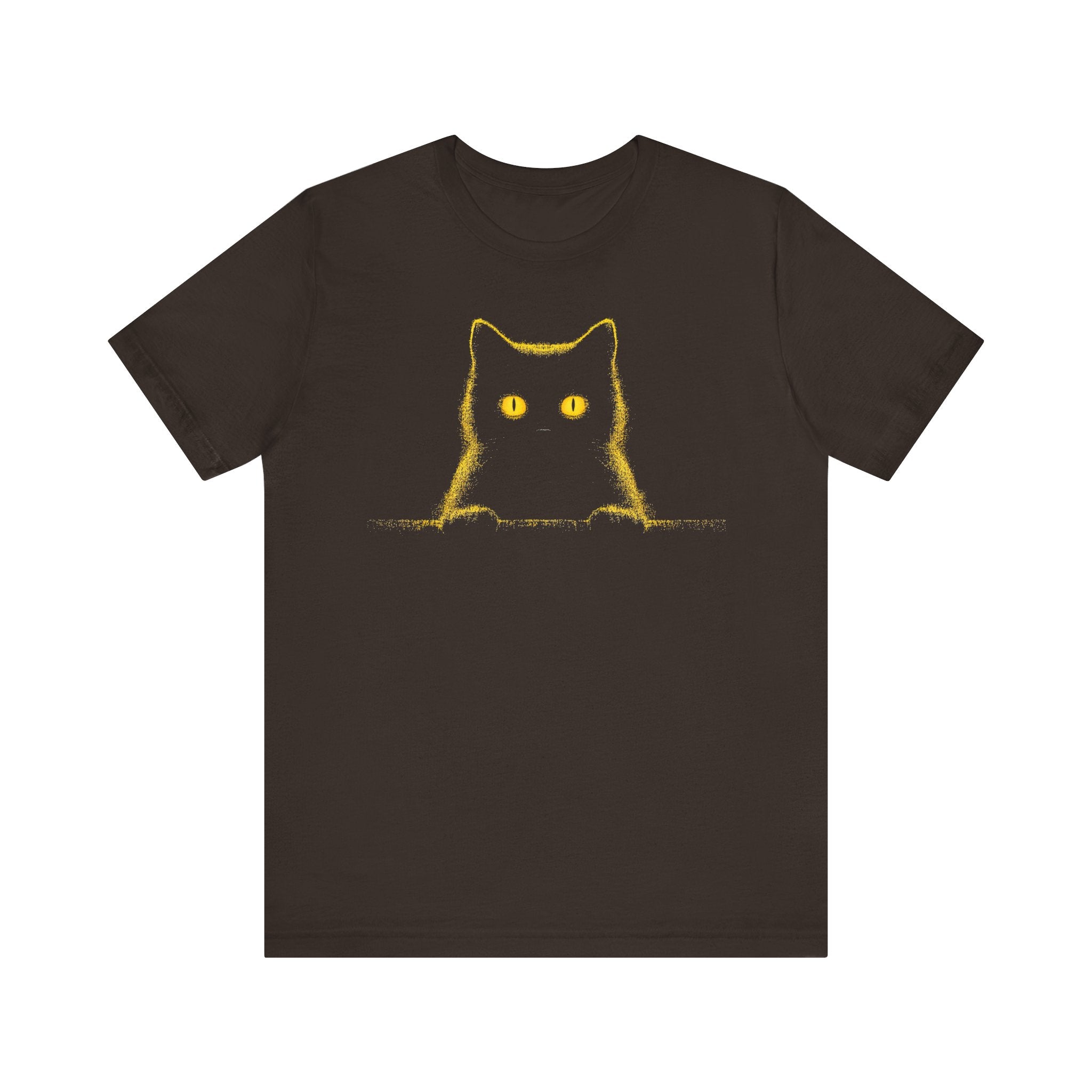 Glowing Eyes Black Cat Graphic Tee – Mysterious Feline Lover Shirt