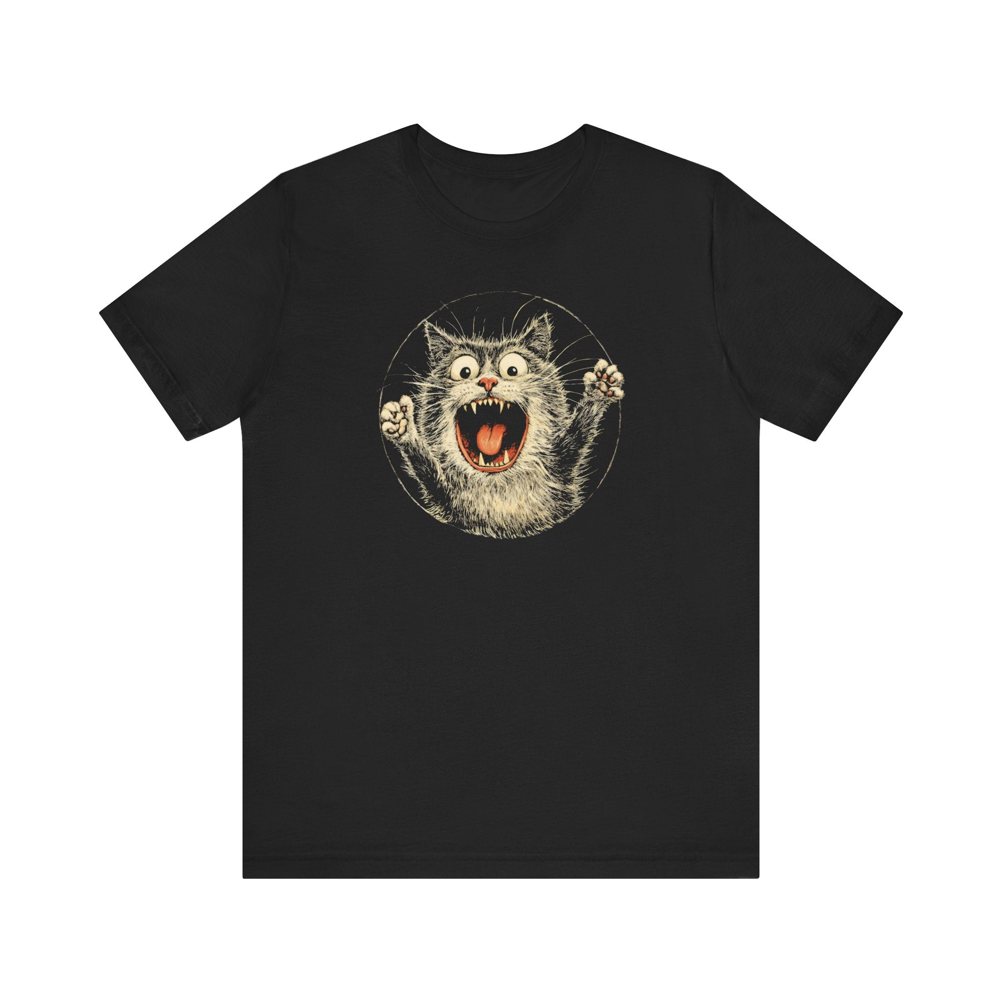 Fierce Cat Graphic Tee – Vintage Style Cat Lover Shirt