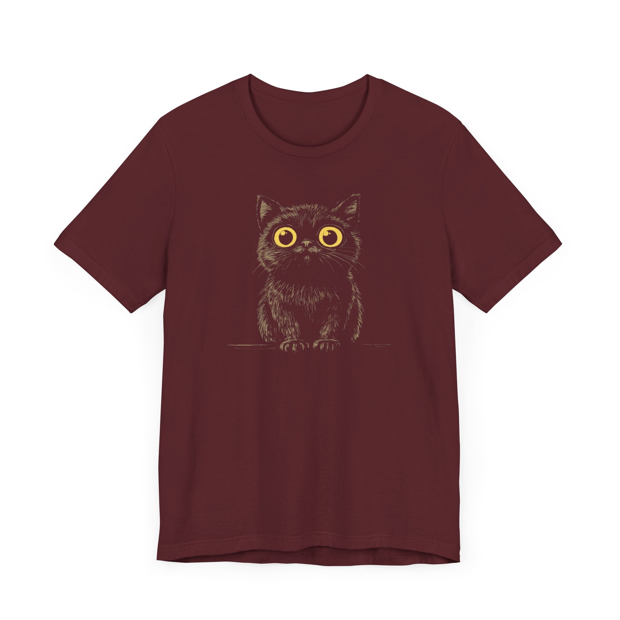 Cute Wide-Eyed Black Cat Graphic Tee
