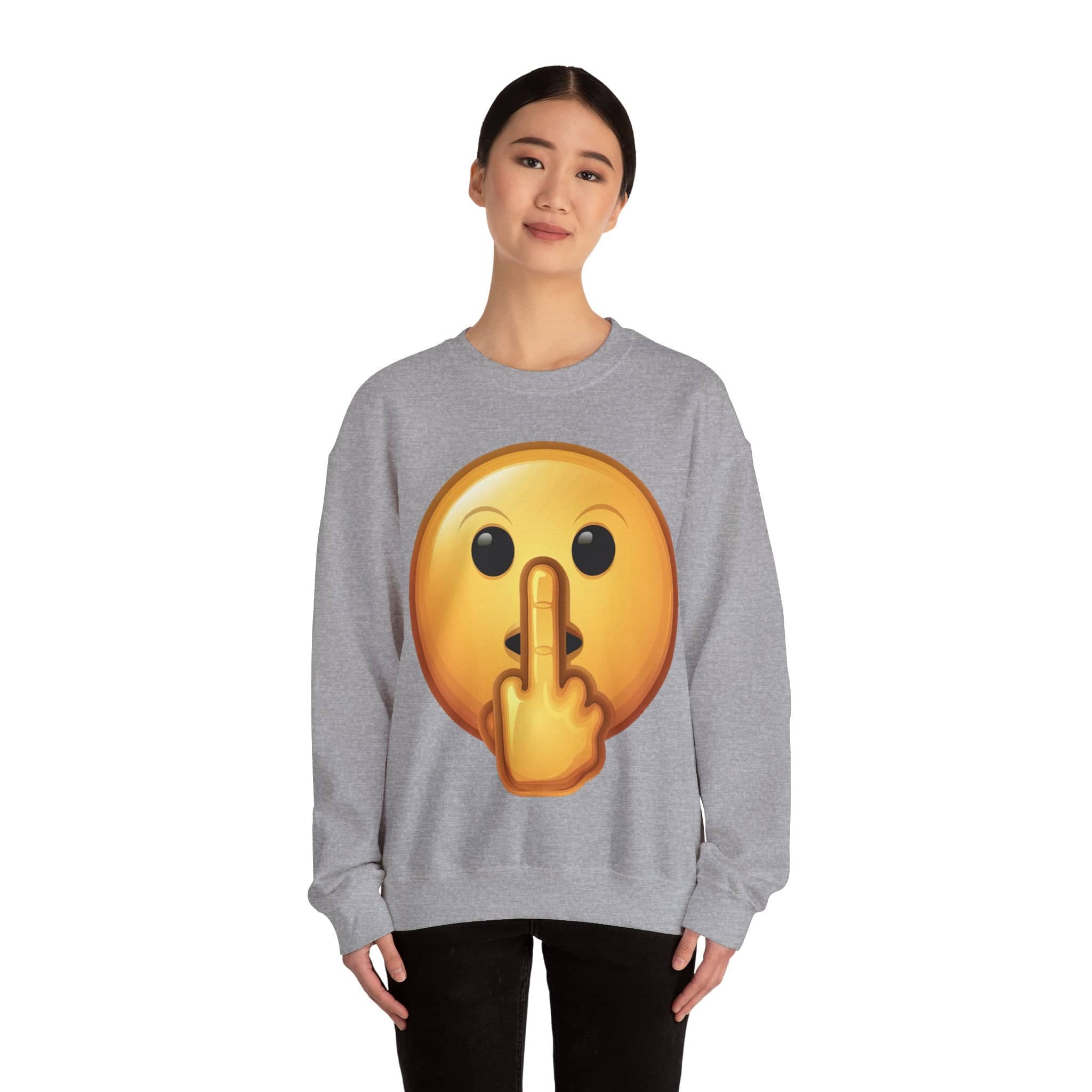 Middle Finger FU Shh Silent Protest Emoji Unisex Heavy Blend™ Crewneck Sweatshirt