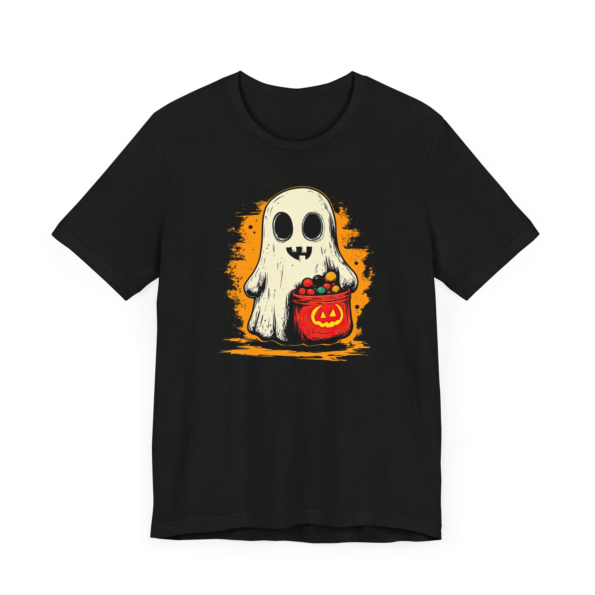 Cute Ghost Halloween Graphic Tee – Spooky Pumpkin Candy Design Shirt