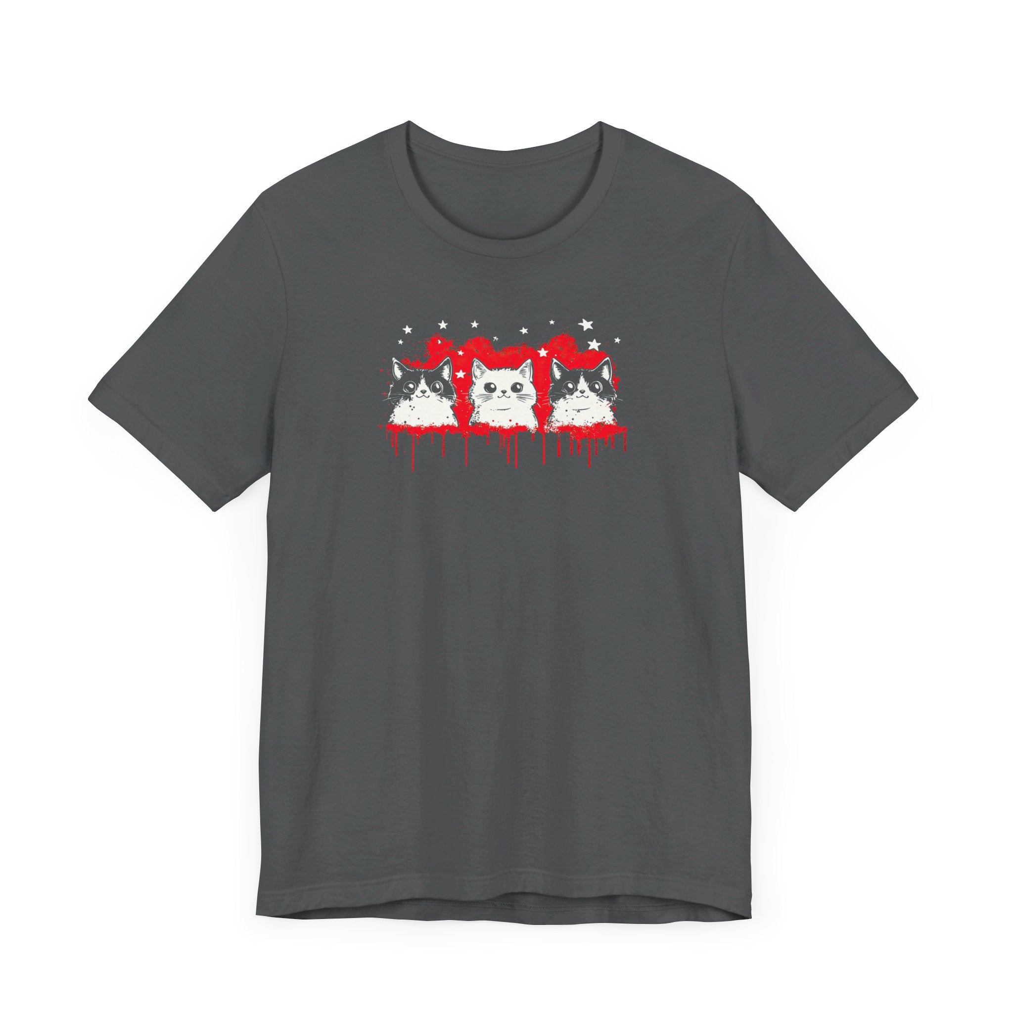 Triple Cat Drip Graphic Tee – Cool Cats in Stars and Stripes Shirt