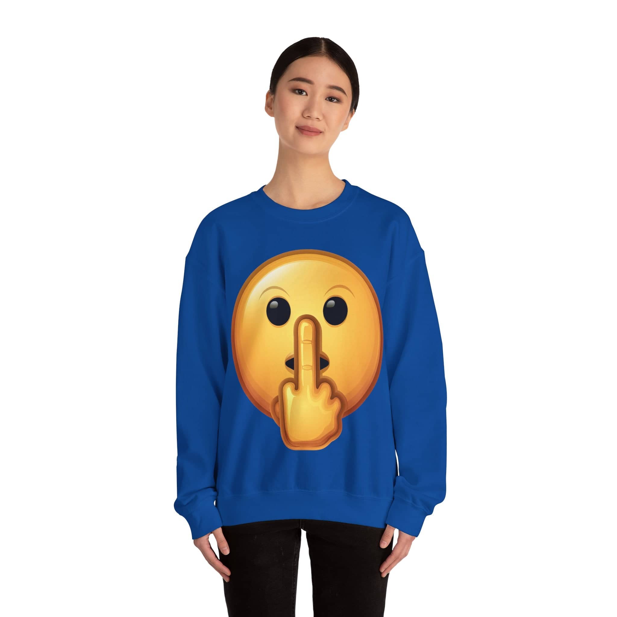 Middle Finger FU Shh Silent Protest Emoji Unisex Heavy Blend™ Crewneck Sweatshirt