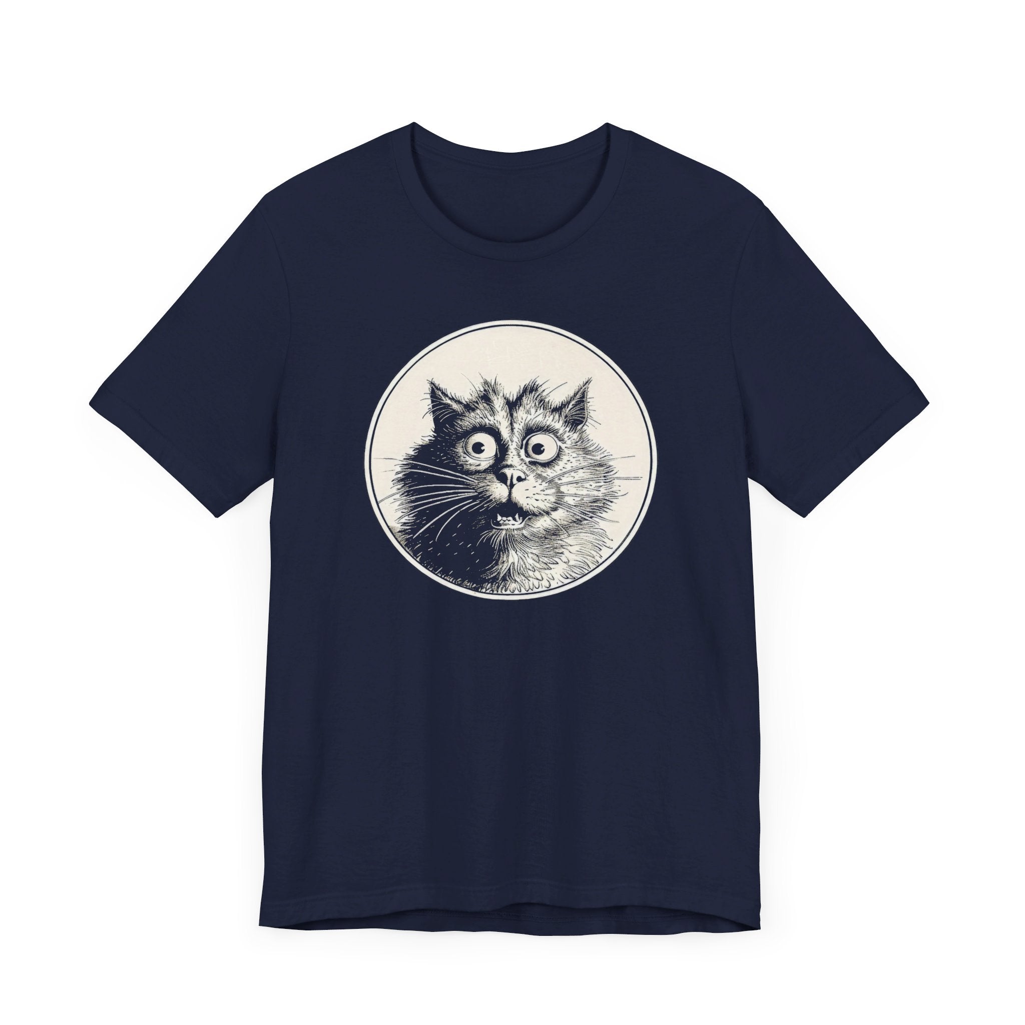 Surprised Cat Graphic Tee – Vintage Style Cat Lover Shirt