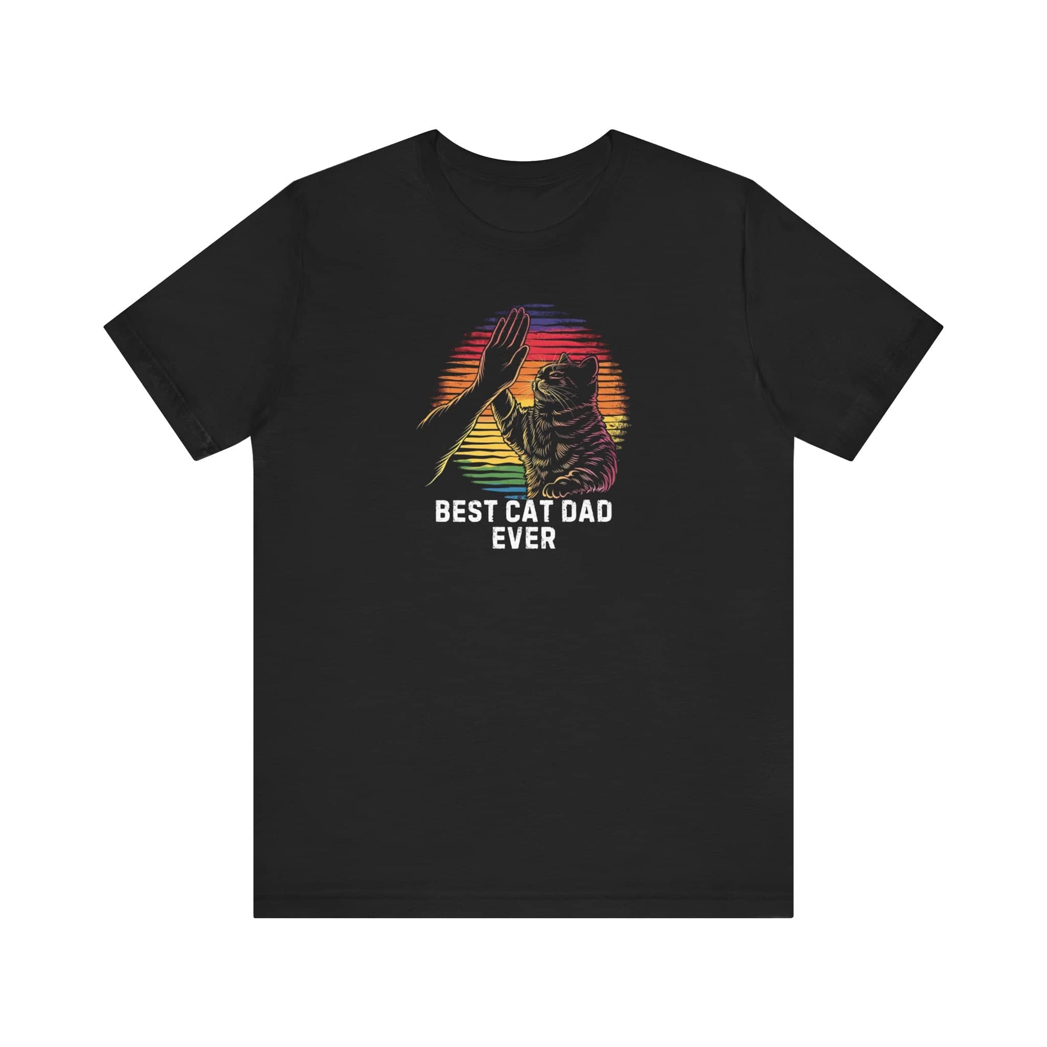 Best Cat Dad Ever Retro High Five Shirt Funny Cat Lover Tee
