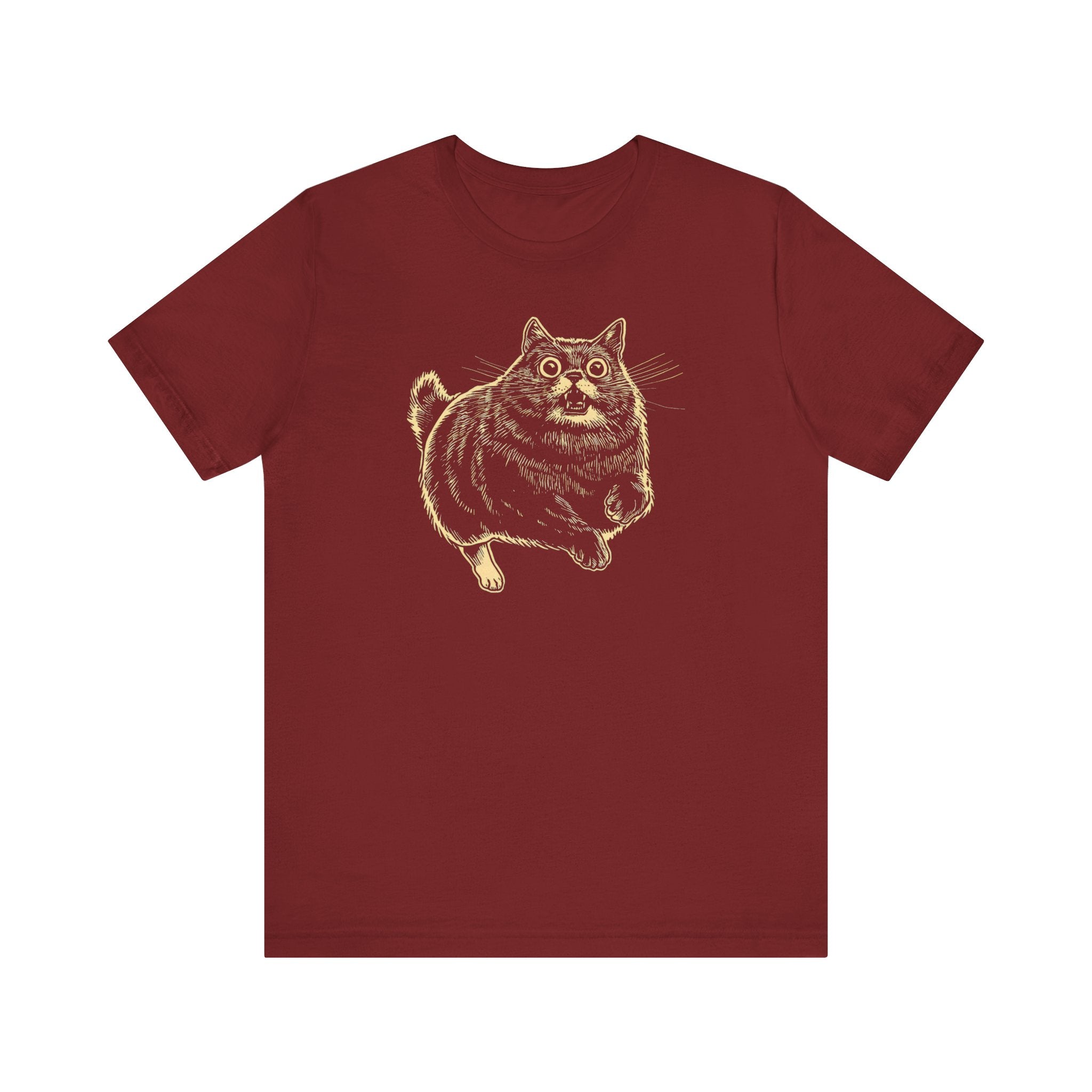 Surprised Cat in Action T-Shirt – Quirky Cat Lover’s Tee