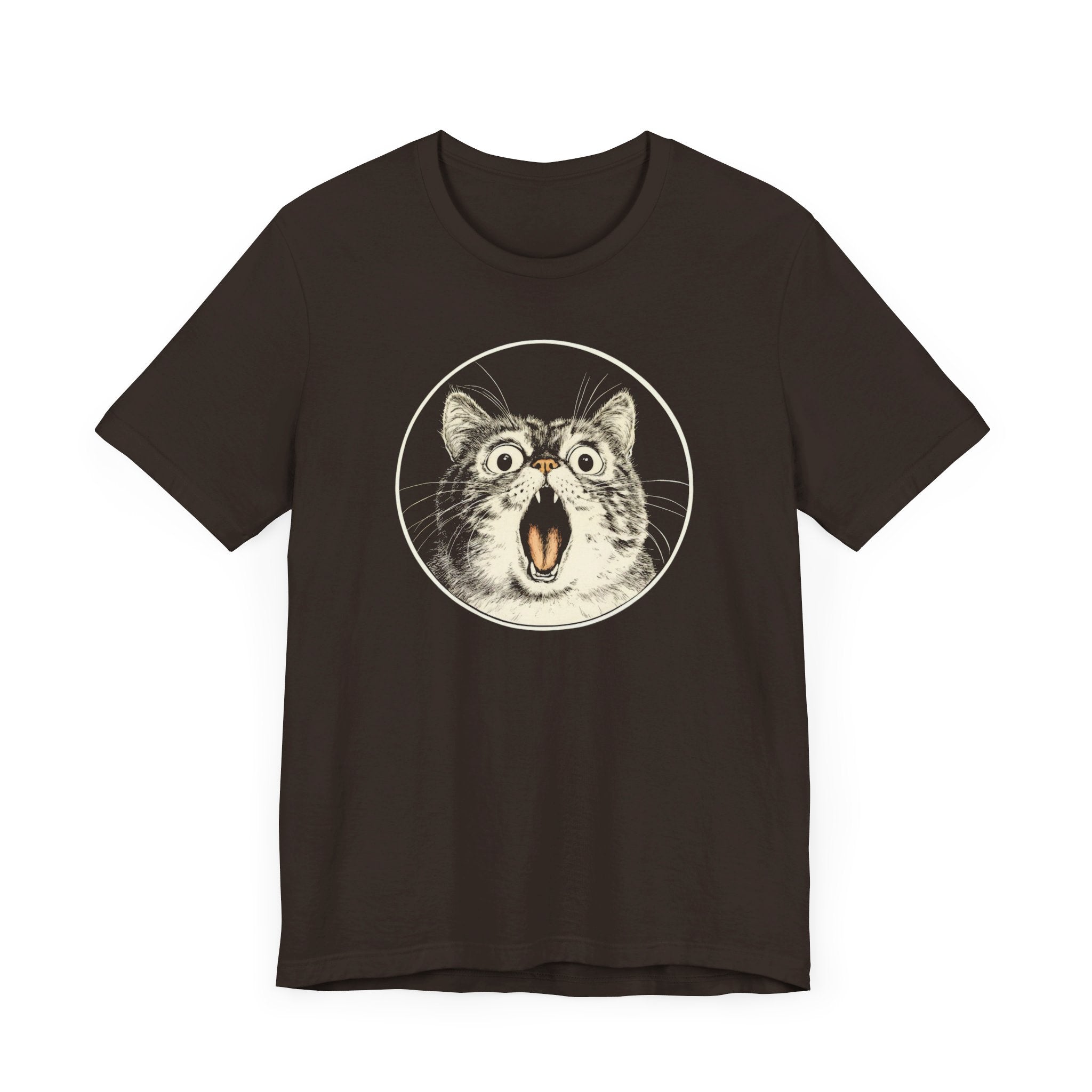 Surprised Cat Graphic Tee – Vintage Style Cat Lover Shirt