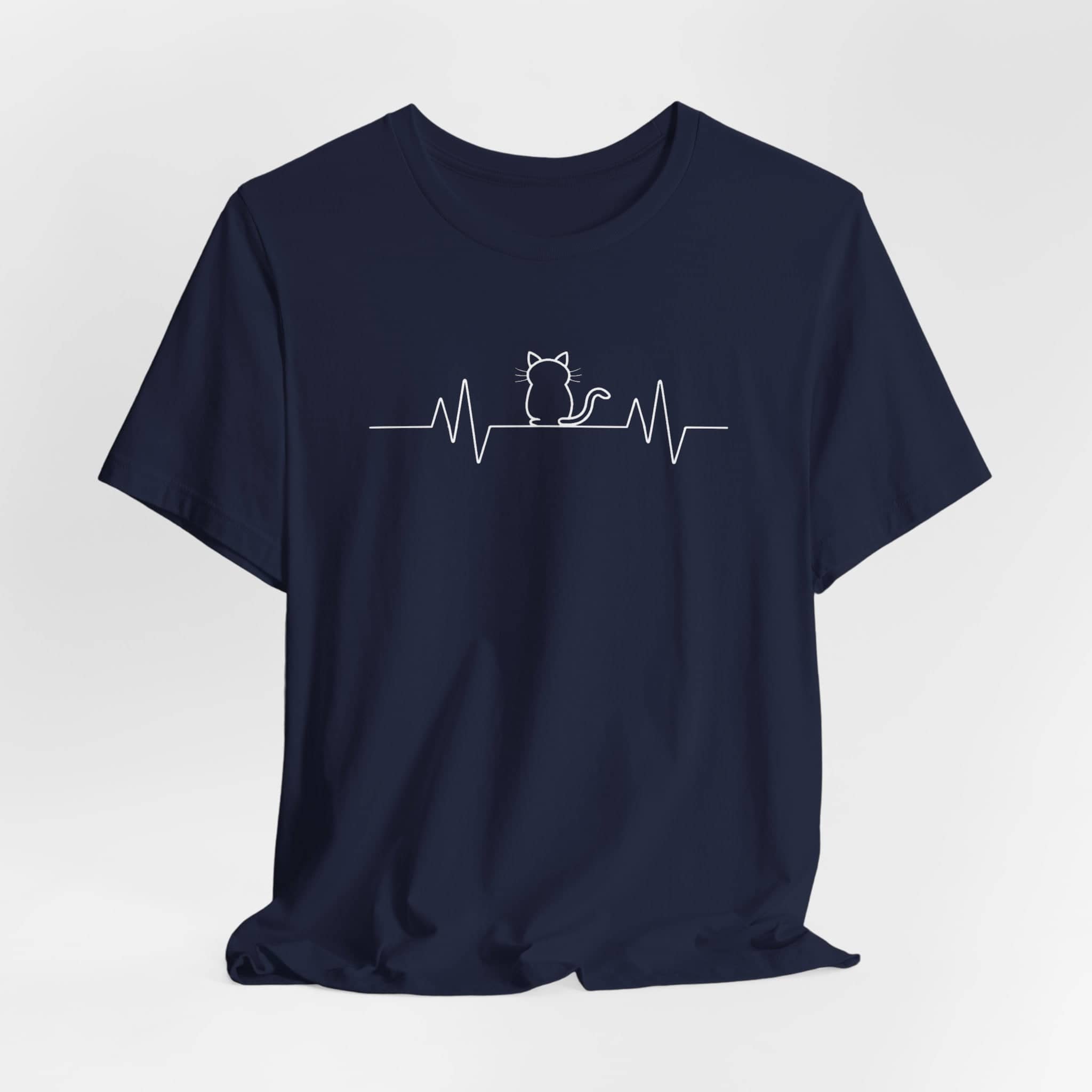 Minimalist Cat Heartbeat Shirt Simple Cat Lover Gift