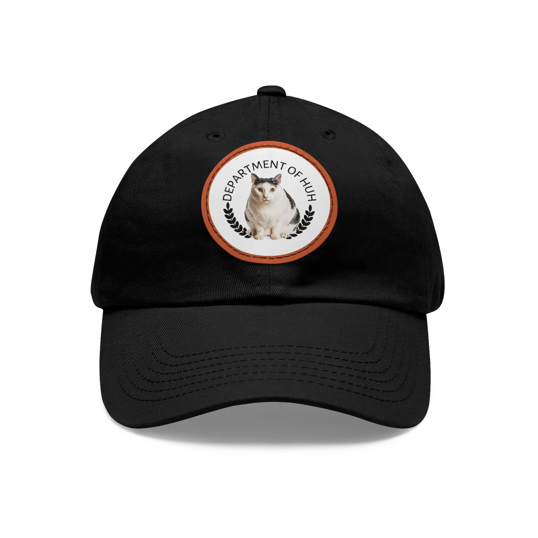 Department of HUH Cat Dad Hat with Leather Patch (Round)