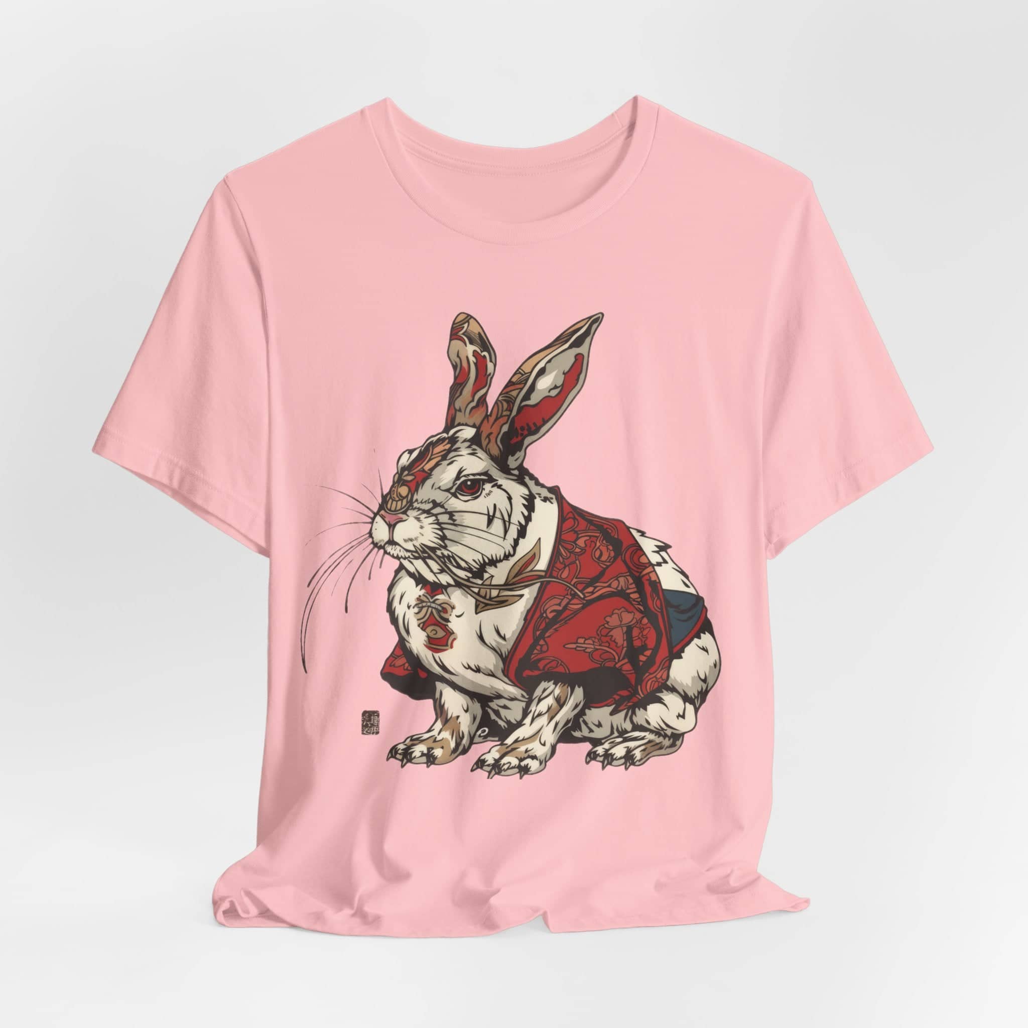 Intricate Samurai Rabbit T-Shirt, Japanese Warrior Bunny Design, Artistic Animal Graphic Tee, Traditional Japan Inspired Rabbit Art Tee