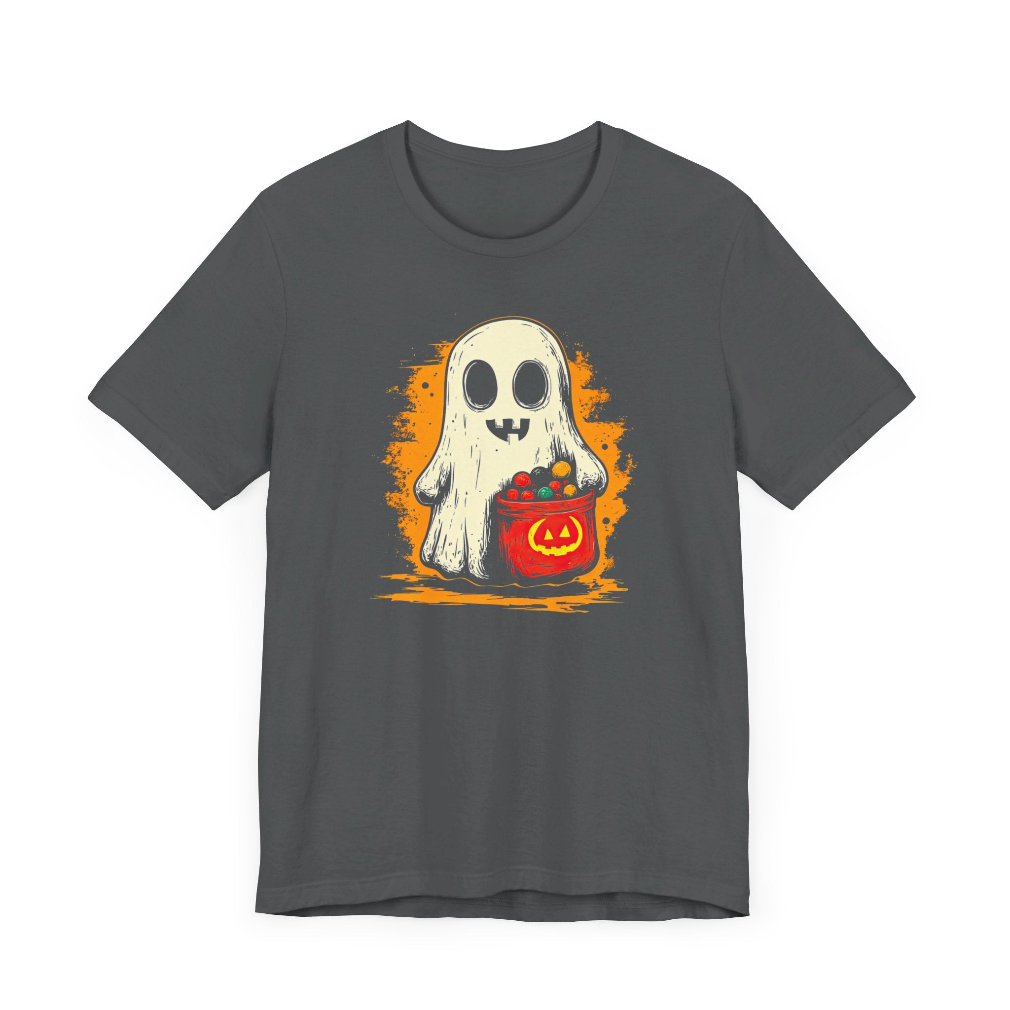 Cute Ghost Halloween Graphic Tee – Spooky Pumpkin Candy Design Shirt