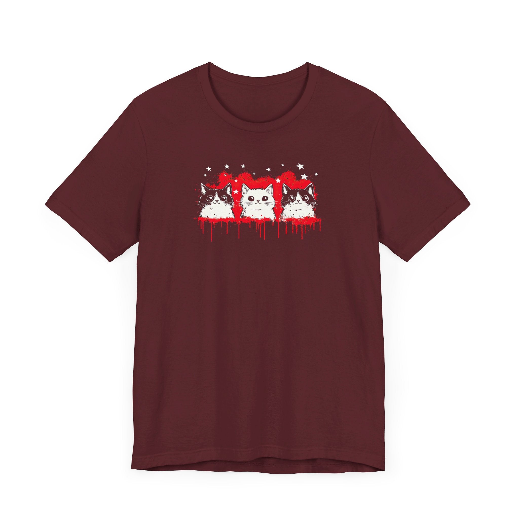Triple Cat Drip Graphic Tee – Cool Cats in Stars and Stripes Shirt
