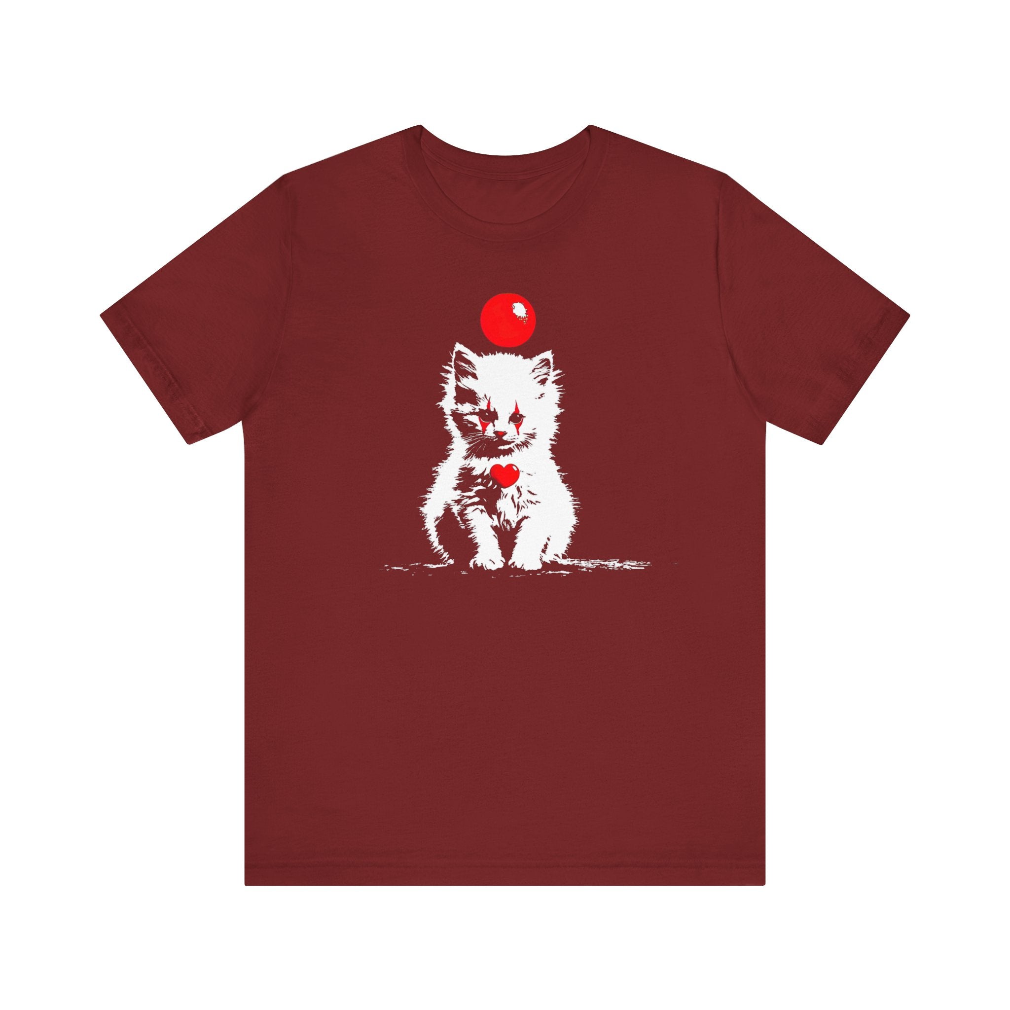 Creepy Clown Cat T-Shirt Playful and Spooky Design