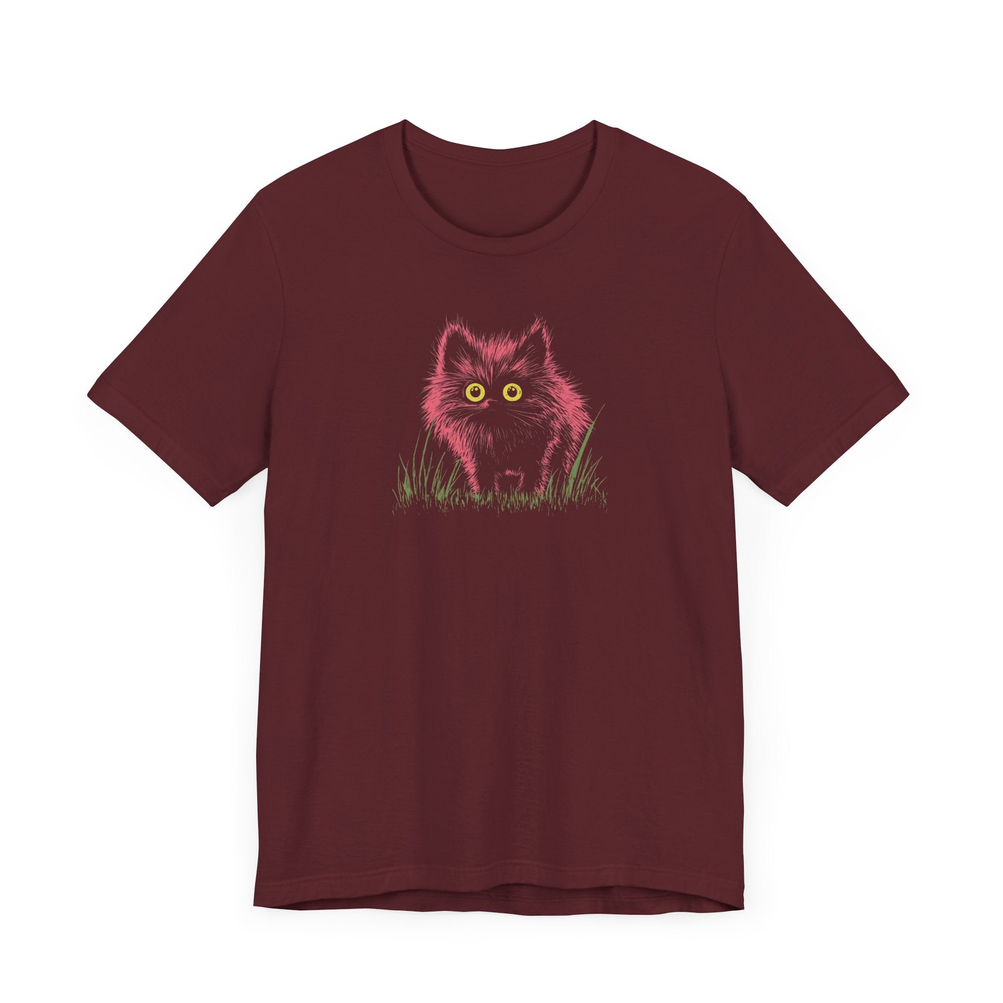 Neon Pink Fluffy Cat Graphic Tee