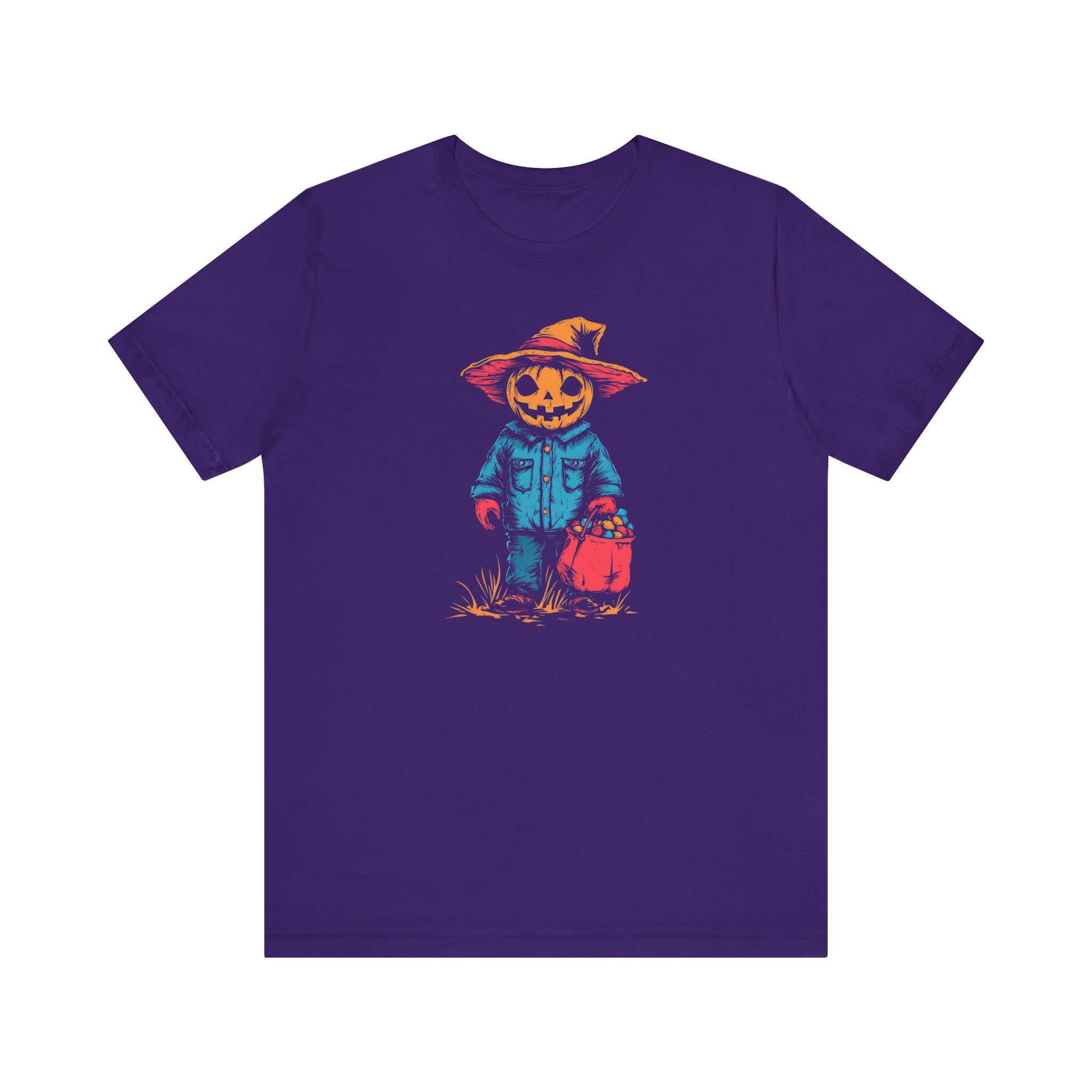 Pumpkin Scarecrow Halloween Graphic Tee – Spooky Trick-or-Treat Shirt