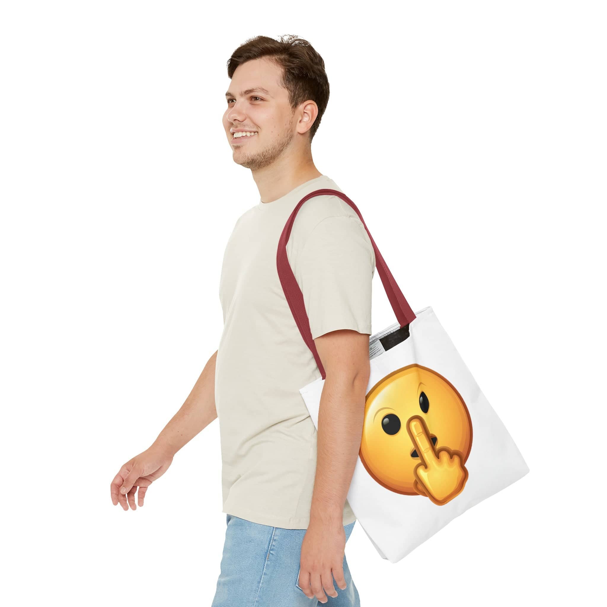 Middle Finger FU Shh Silent Protest Emoji Tote Bag (AOP)