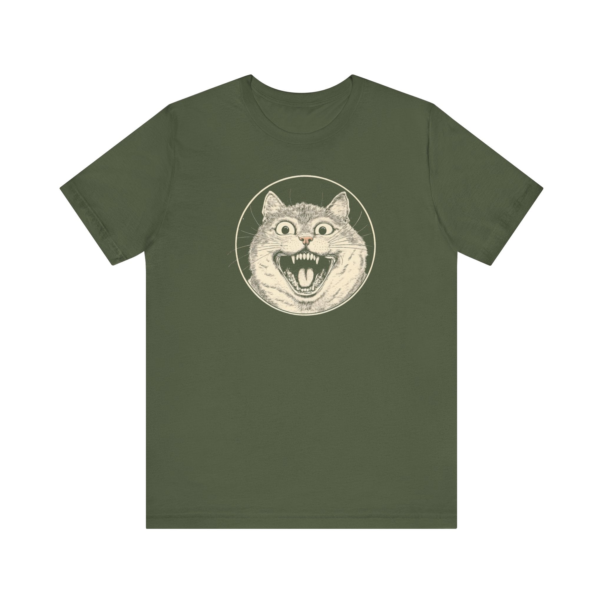 Roaring Cat Graphic Tee – Vintage Style Cat Lover Shirt
