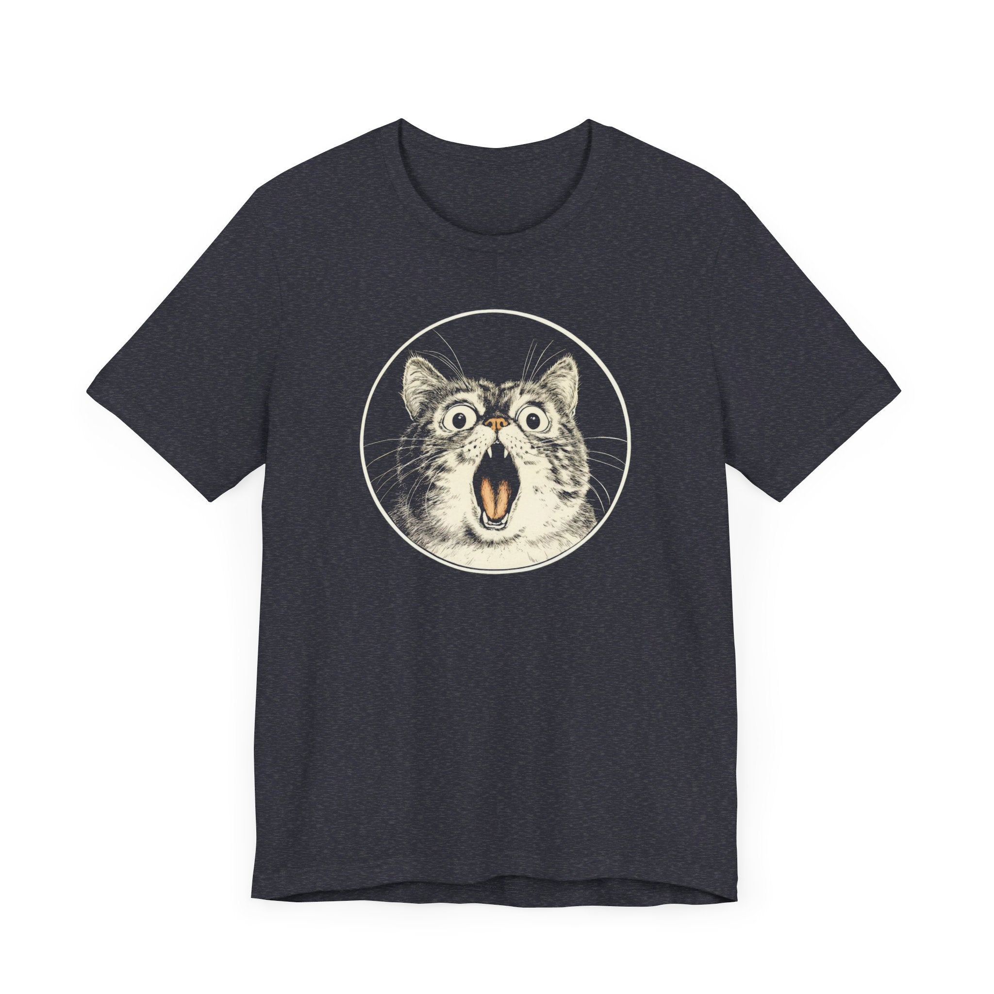 Surprised Cat Graphic Tee – Vintage Style Cat Lover Shirt